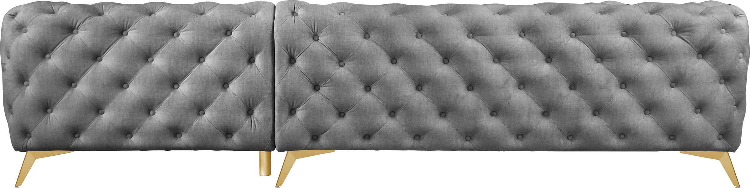 Leonique Chesterfield-Sofa »Ecksofa GLYNIS L-Form mit Wellenunterfederung, Maße B/T/H 323/264/75cm«, aufwändige Knopfheftung, moderne Chesterfield Optik, Fußfarbe wählbar