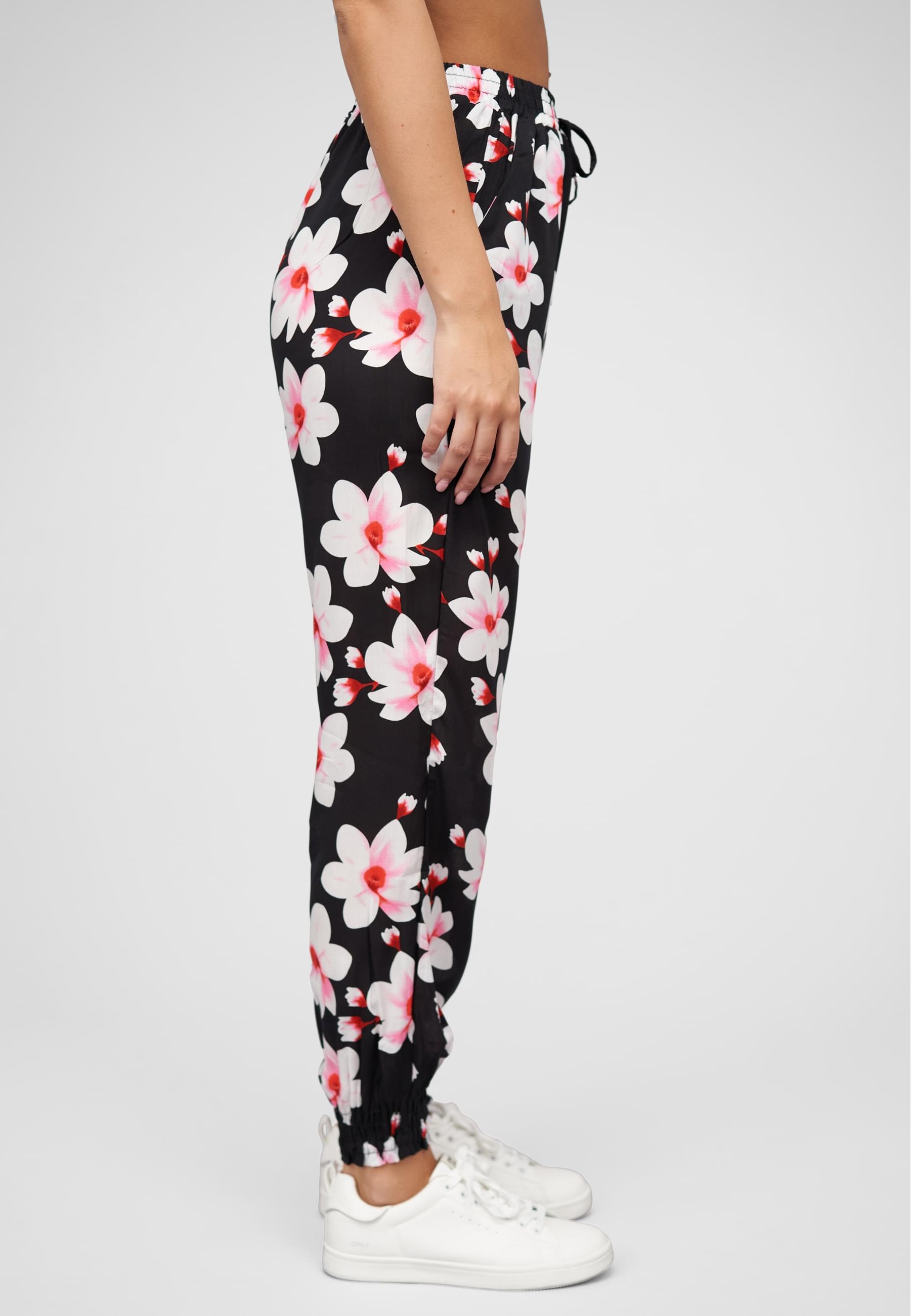 CLOUD 5IVE Stoffhose »CLOUD 5IVE Viskose Hose mit Bündchen 2-Pockets & Big Flowers«, (1 tlg.)