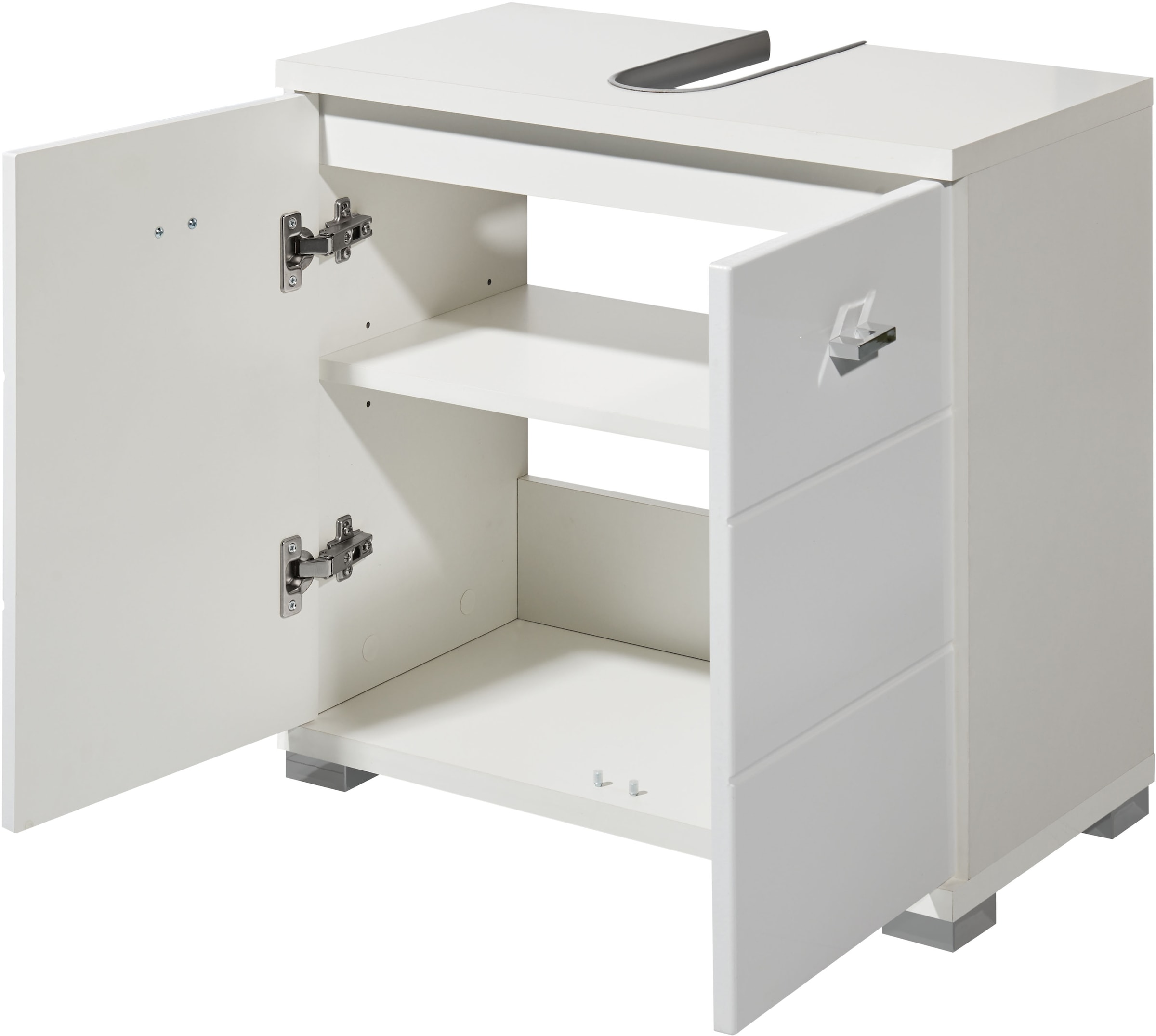 BASIC by Balculina Waschbeckenunterschrank »Pool, Badezimmerschrank BxHxT 60x57x31«, (1 St.), Breite 60cm, Tür L/R montierbar