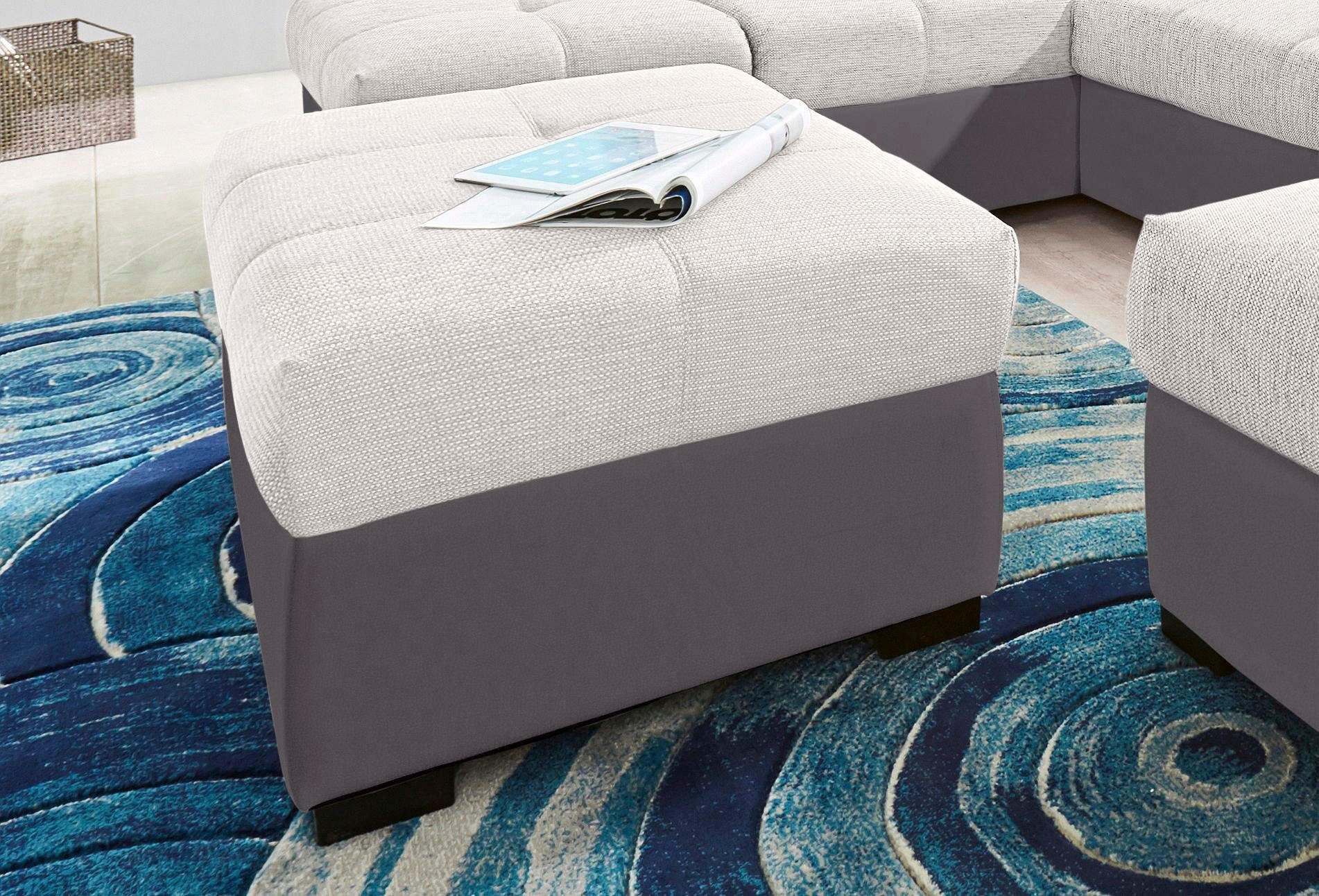 COTTA Polstergarnitur »Speedway U-Form«, (Set), Set bestehend aus: Wohnlandschaft mit Kopfteilverstellung & Hocker