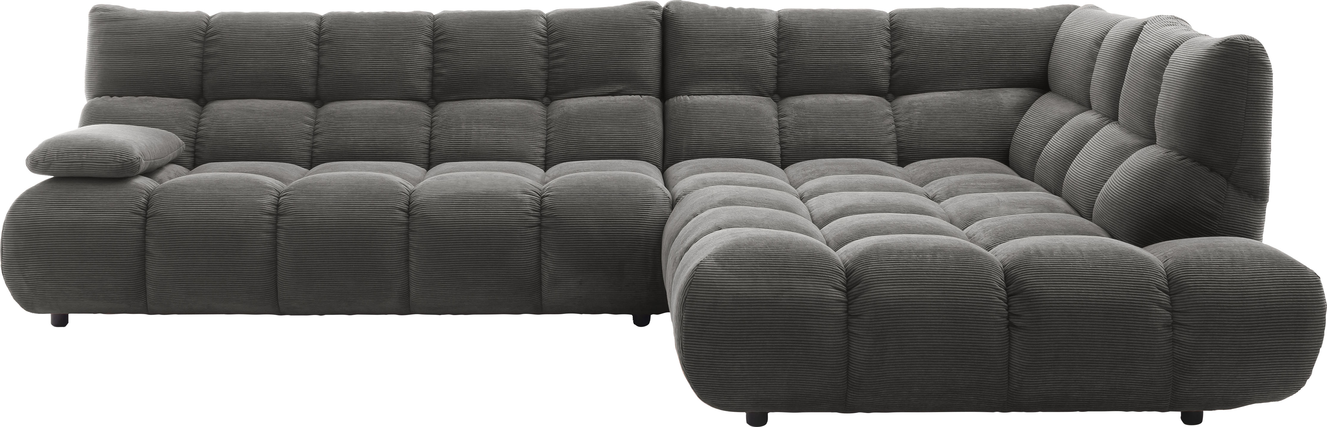 Home affaire Ecksofa "Cozy Bubble, mit klappbarer Armlehne, Breite 324 cm" mit eleganter Steppung, Rundumbezug & weicher Polsterung