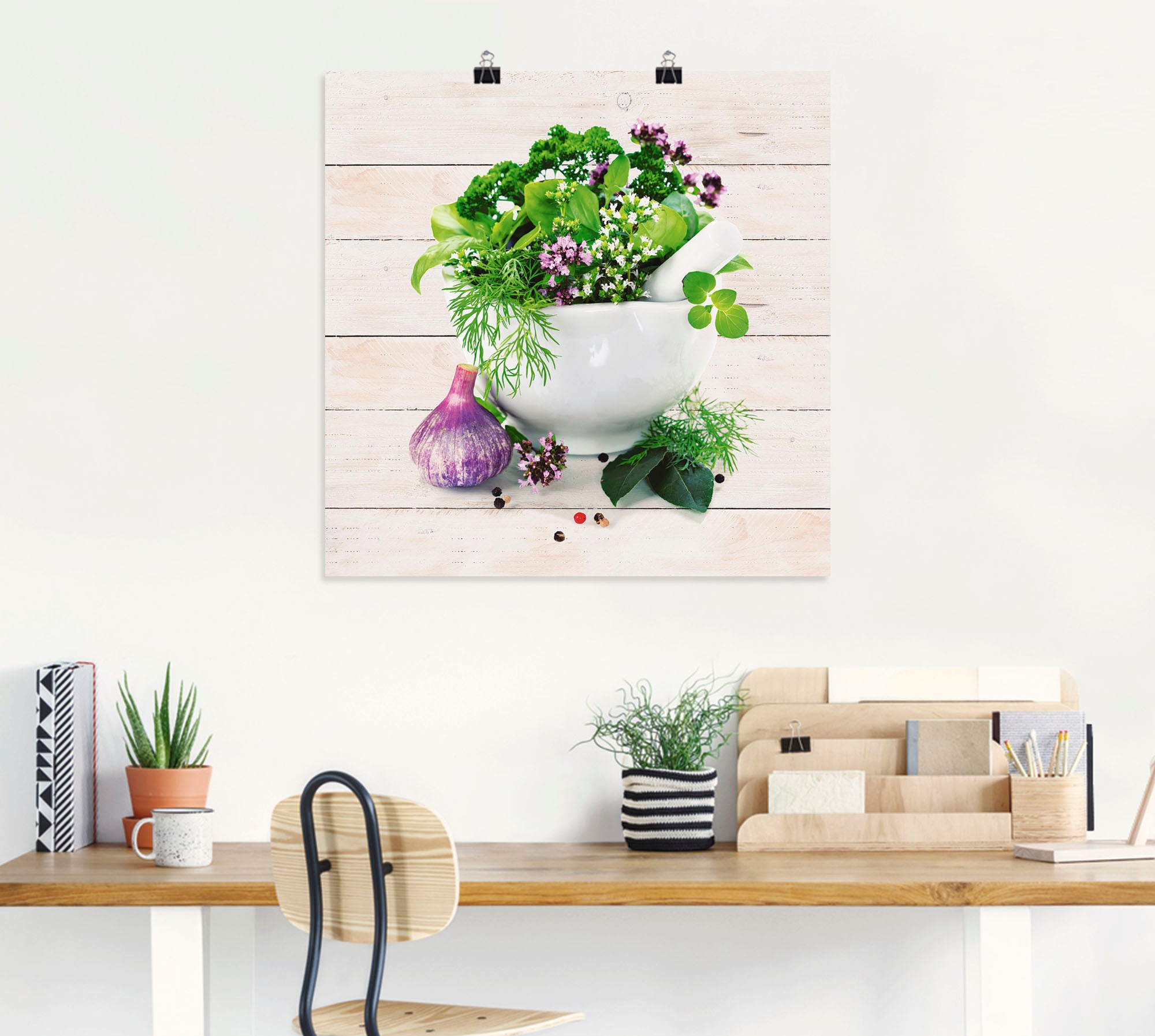 Artland Wandbild "Heilkräuter auf weißem Hintergrund Küche", Arrangements, günstig online kaufen