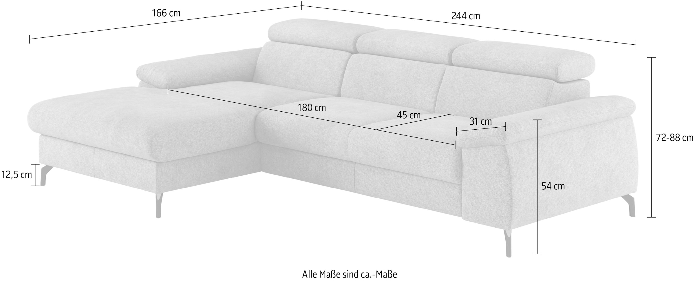 COTTA Ecksofa »Kitty L-Form«, Modern, L-Form, Bodenfreiheit 12,5 cm