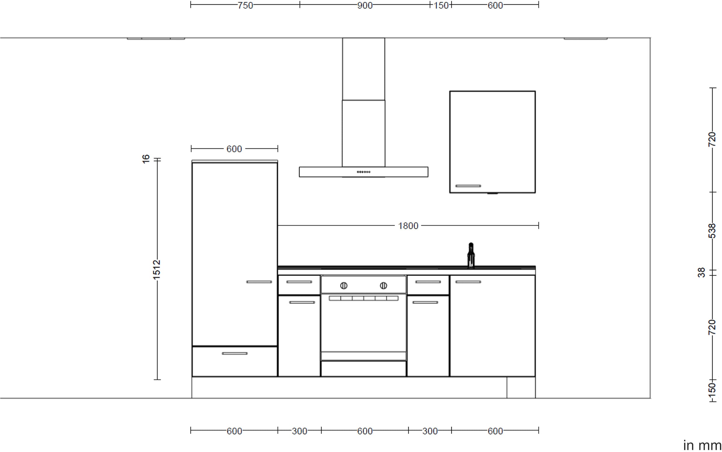 nobilia® Küchenzeile »"Easytouch I"«, vormontiert, Ausrichtung wählbar, Breite 240 cm, wahlw. mit E-Geräten