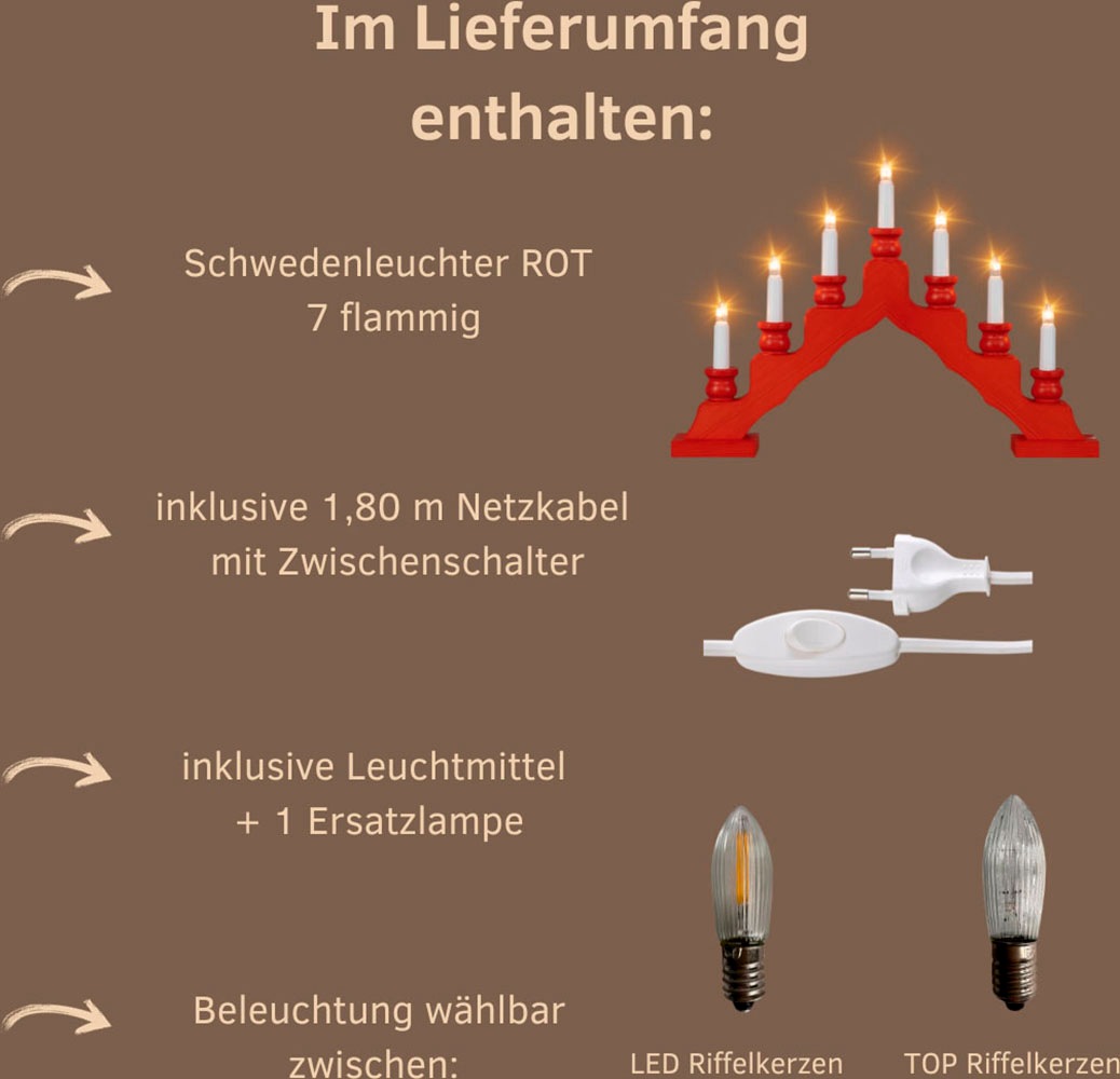 Weigla Lichterbogen »Schwede, Weihnachtsdeko«, 7-flammig