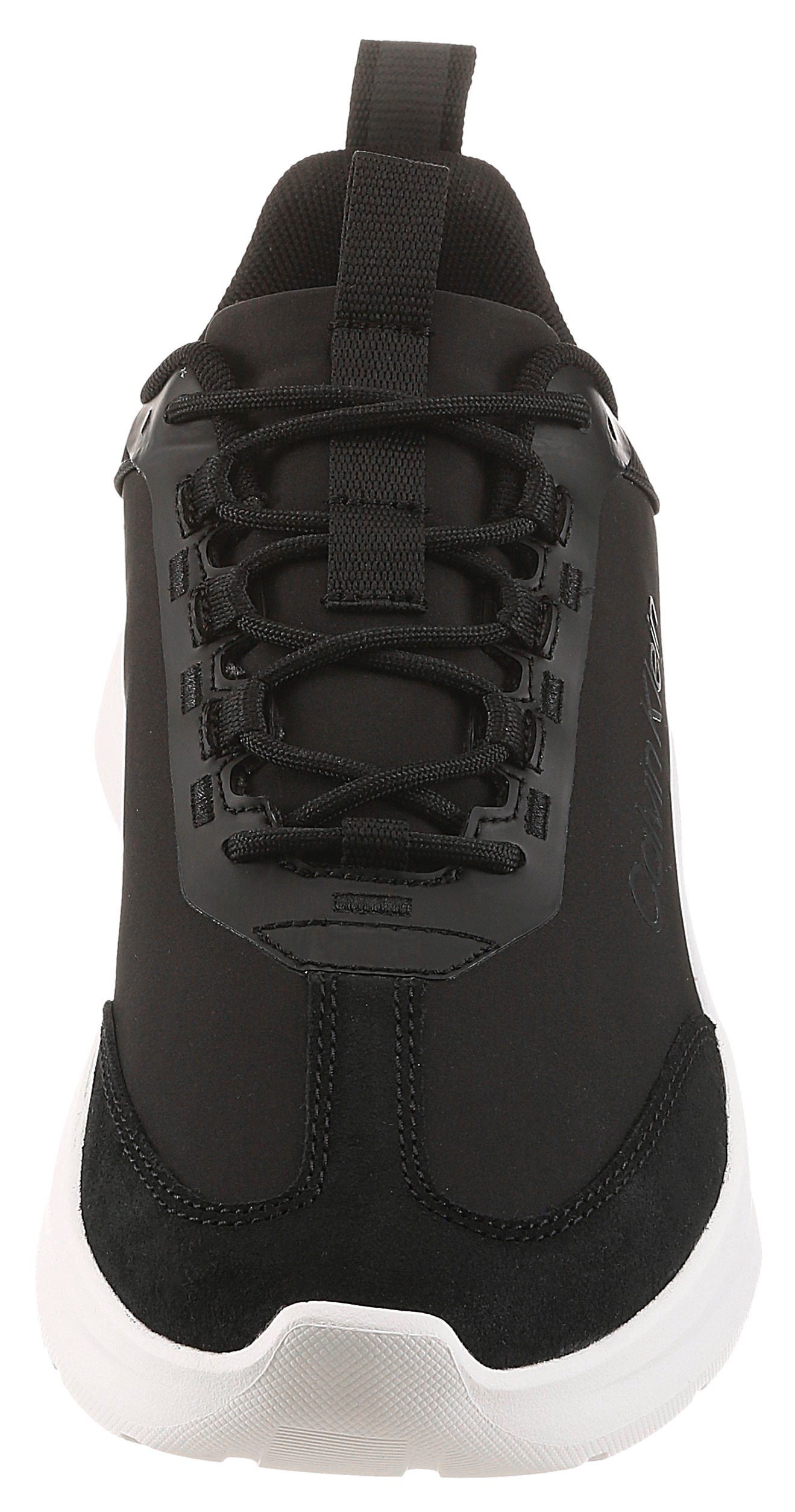 Sneaker CALVIN KLEIN "LIGHT EVA RUNNER", Herren, Gr. 41, schwarz, weiß, Leder, Textil, unifarben, Basic, Schuhe Sneaker, Freizeitsneaker, Halbschuh, Schnürschuh mit CK-Logo 3