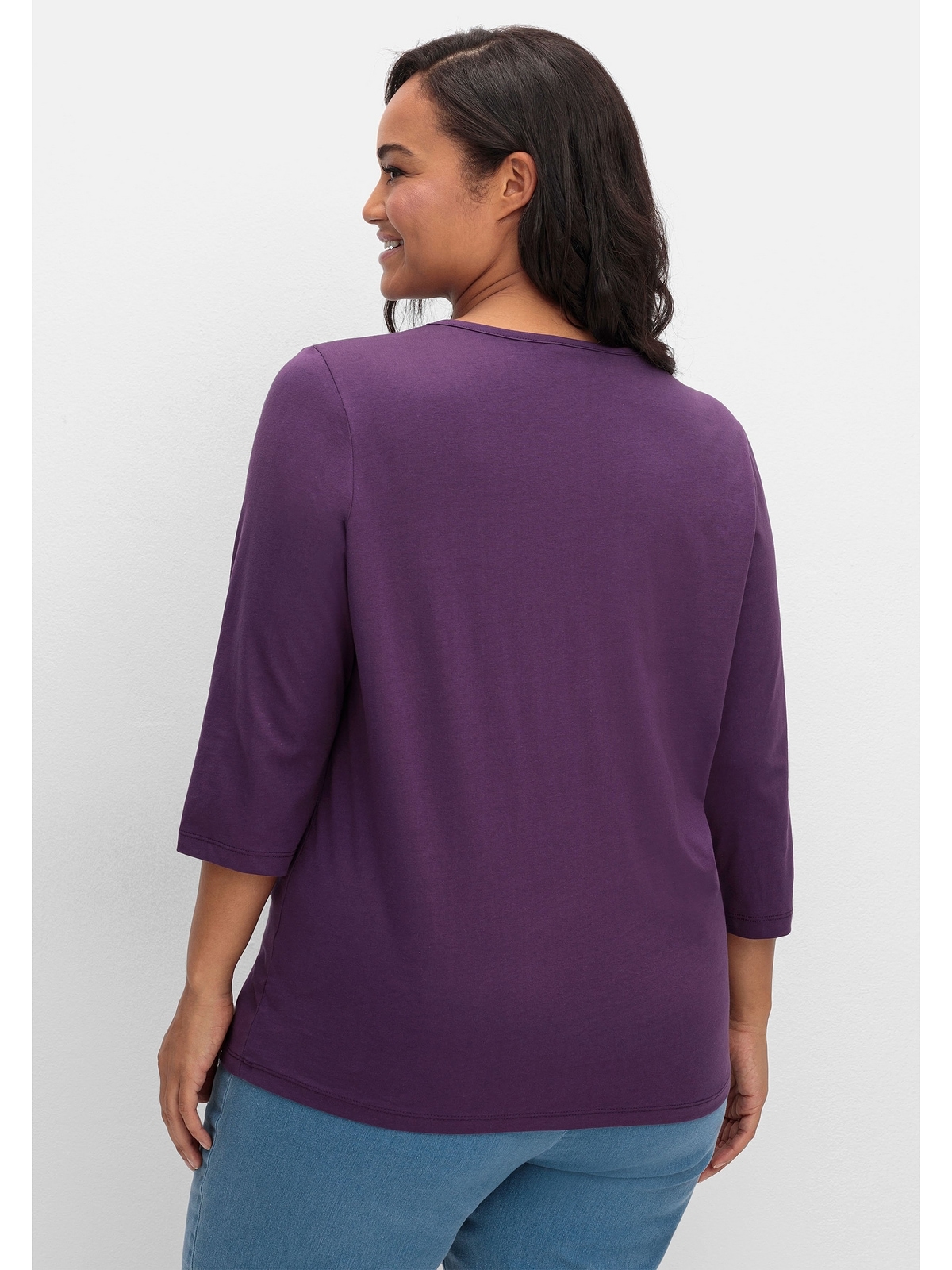 Sheego 3/4-Arm-Shirt »Große Größen«, mit Glitzerstein-Applikation