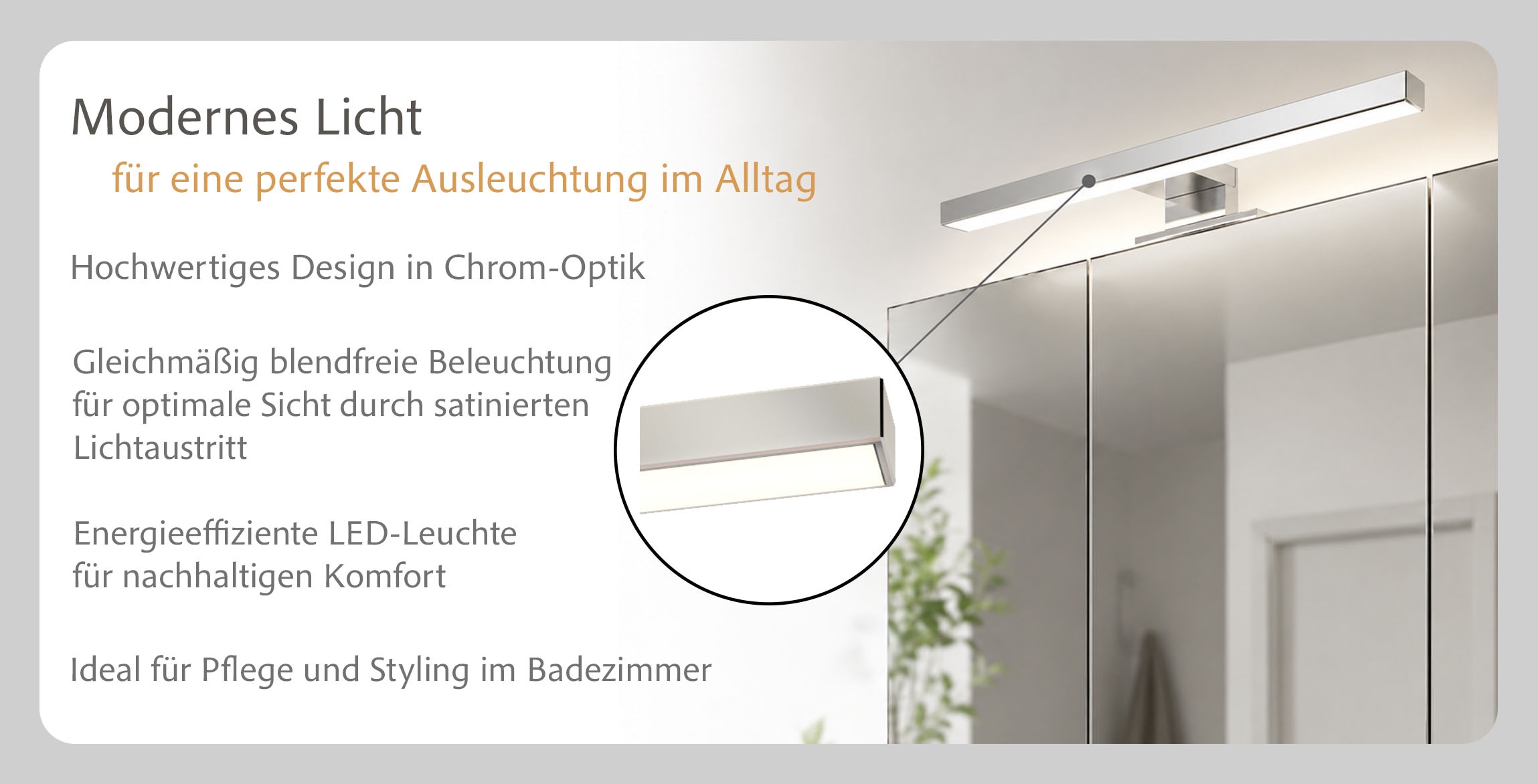 OTTO home Spiegelschrank »BOZEN, 3D-Spiegelschrank 100 cm« Inklusive LED-Aufbauleuchte, Steckdose und Schalter