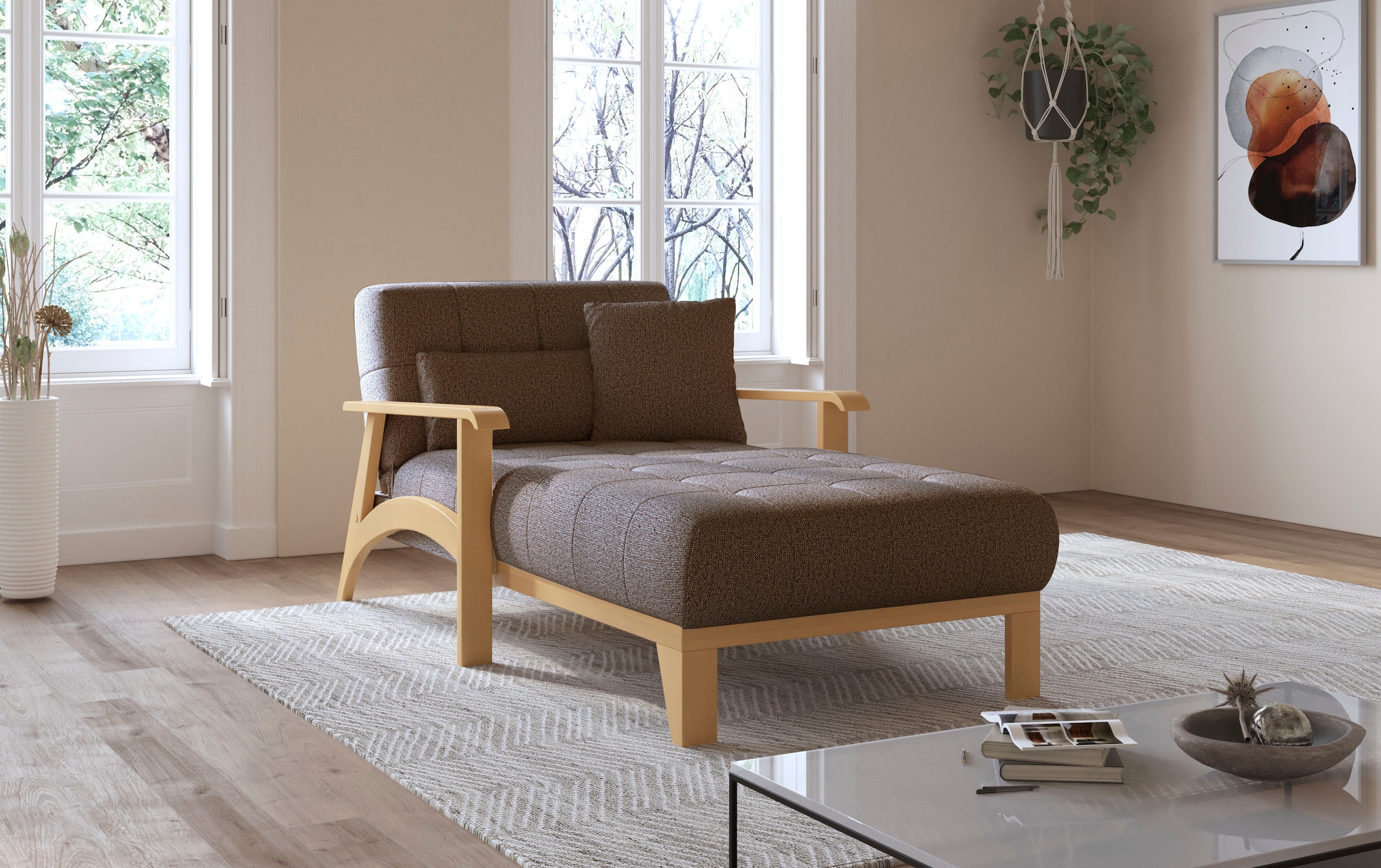 sit&more Recamiere »Billund«, Armlehnen aus eichefarbigem Buchenholz, verschiedene Bezüge und Farben