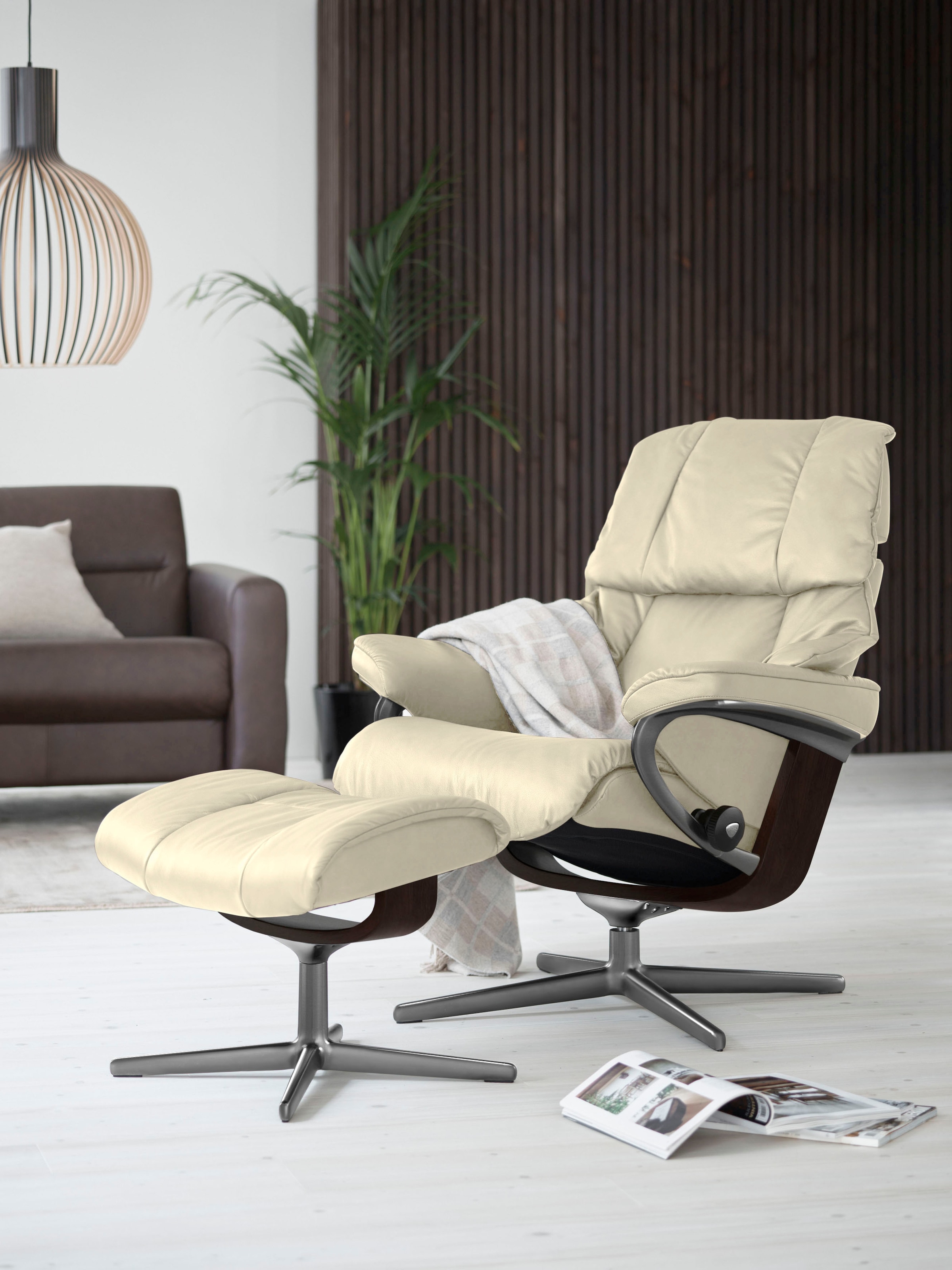 Stressless Fußhocker "Reno", mit Cross Base, Größe S, M & L, Holzakzent Braun