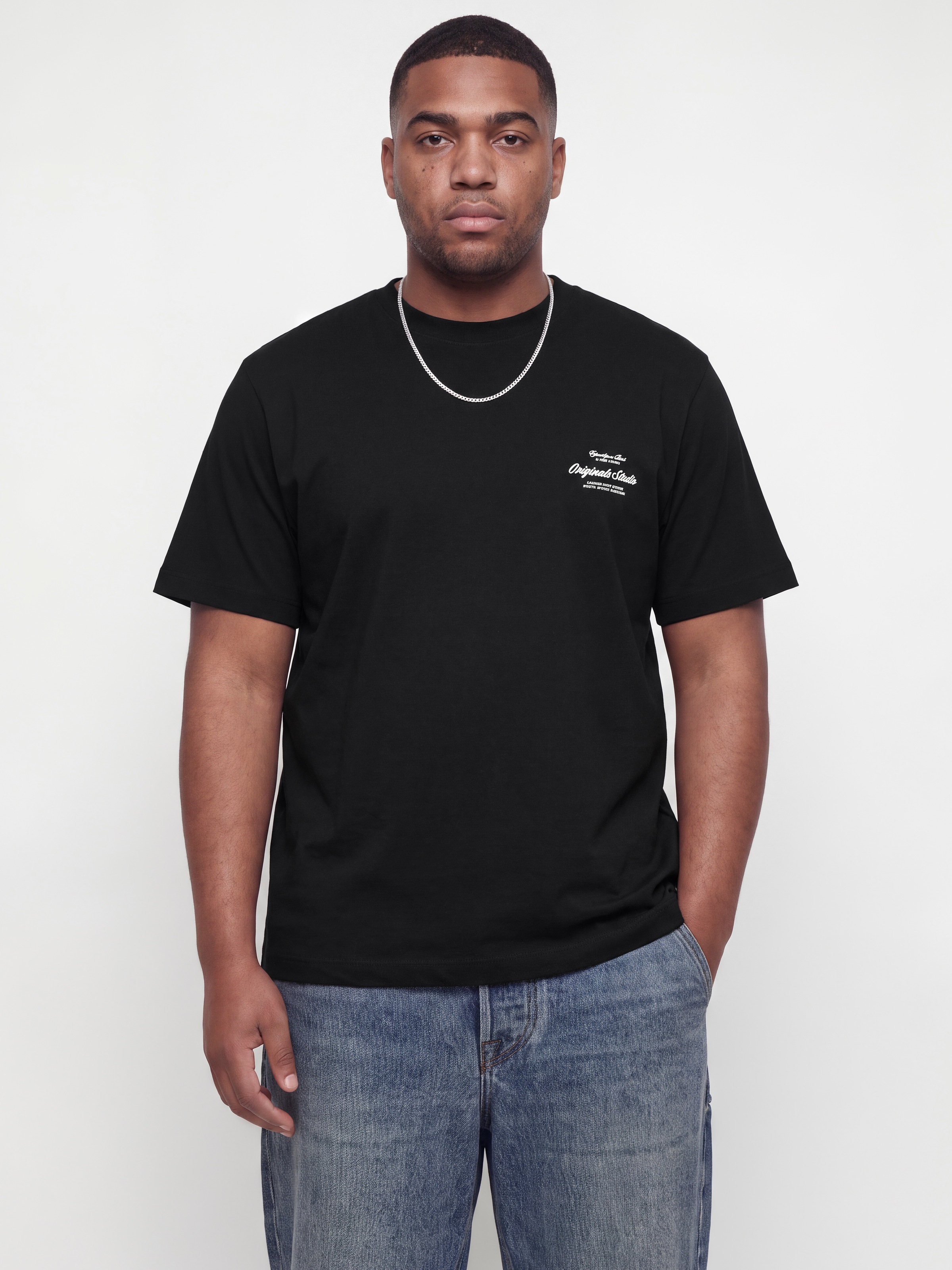 Jack & Jones PlusSize Kurzarmshirt "JORNORREBRO TYPO TEE SS CREW NECK PLS" Baumwolle, regular fit