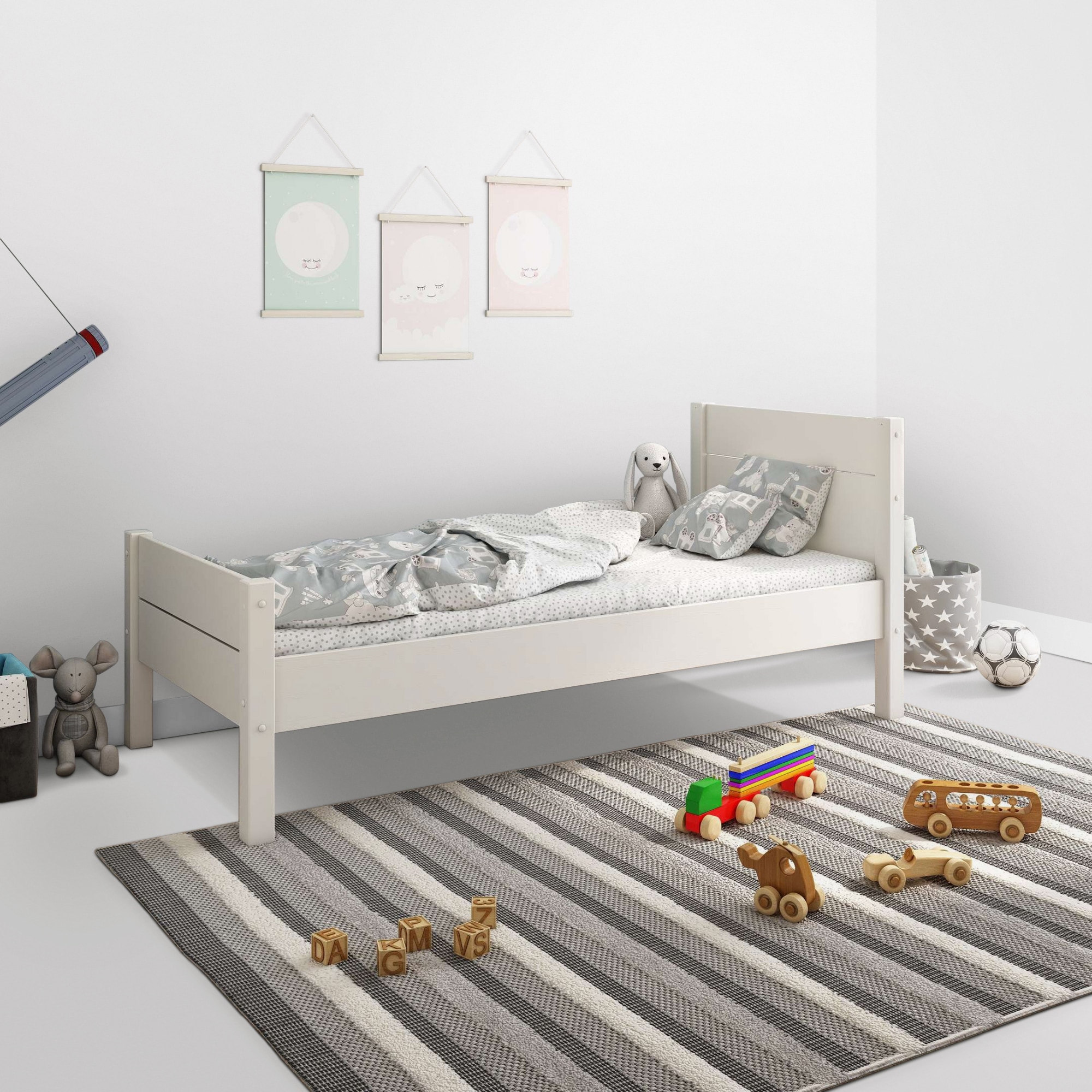 Home affaire Einzelbett »"ATSU ", ideal für Kinderzimmer«, zertifiziertes Massivholz (Kiefer), schlichtes Skandi-Design