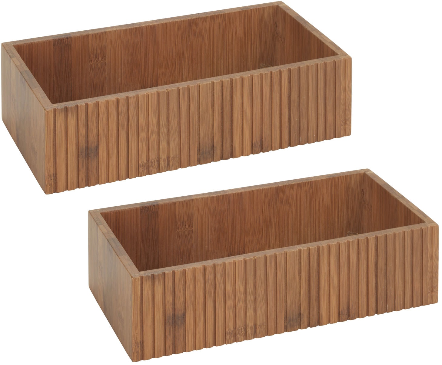 WENKO Aufbewahrungsbox "Modell Mera" Organizer aus geräuchertem Bambus für die Küche, Landhaus-Stil