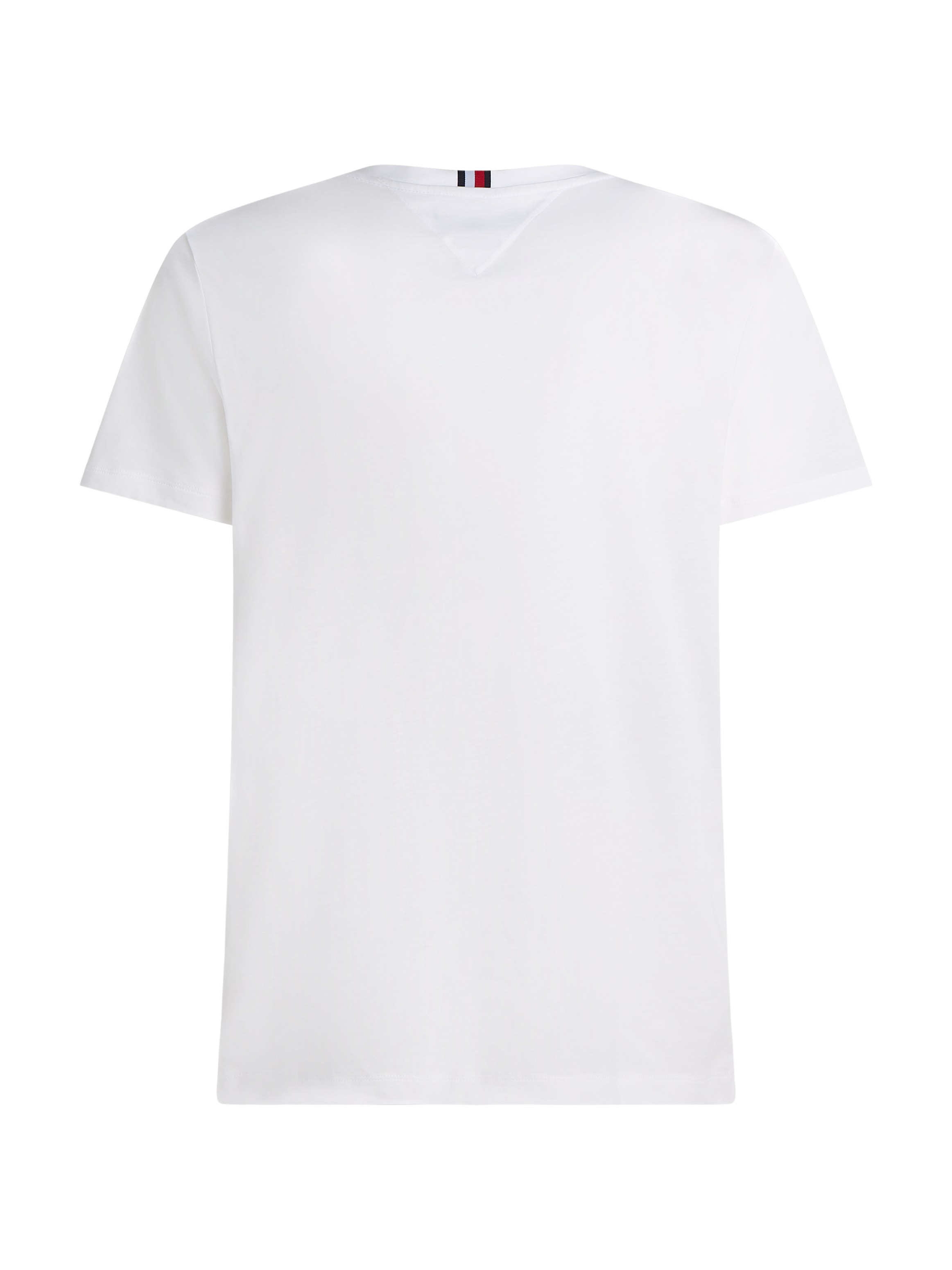 Tommy Hilfiger T-Shirt »HILFIGER GLOBAL STRIPE TEE«, kontrastfarbener Print auf de Brust