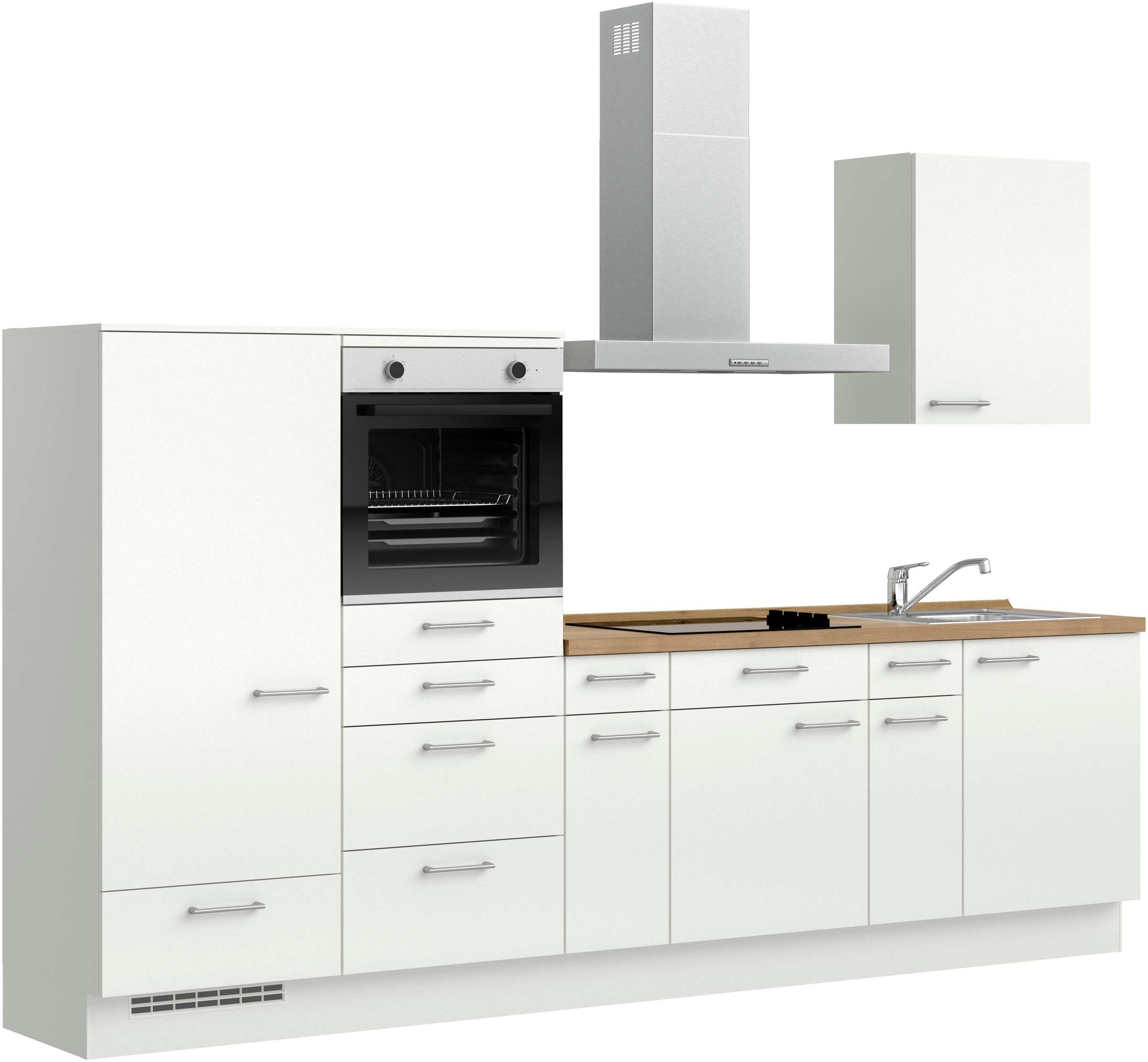 nobilia® Küchenzeile »"Laser I", Ausrichtung wählbar, Breite 300 cm« vormontiert, wahlw. mit unterschiedlichen E-Geräten-Sets