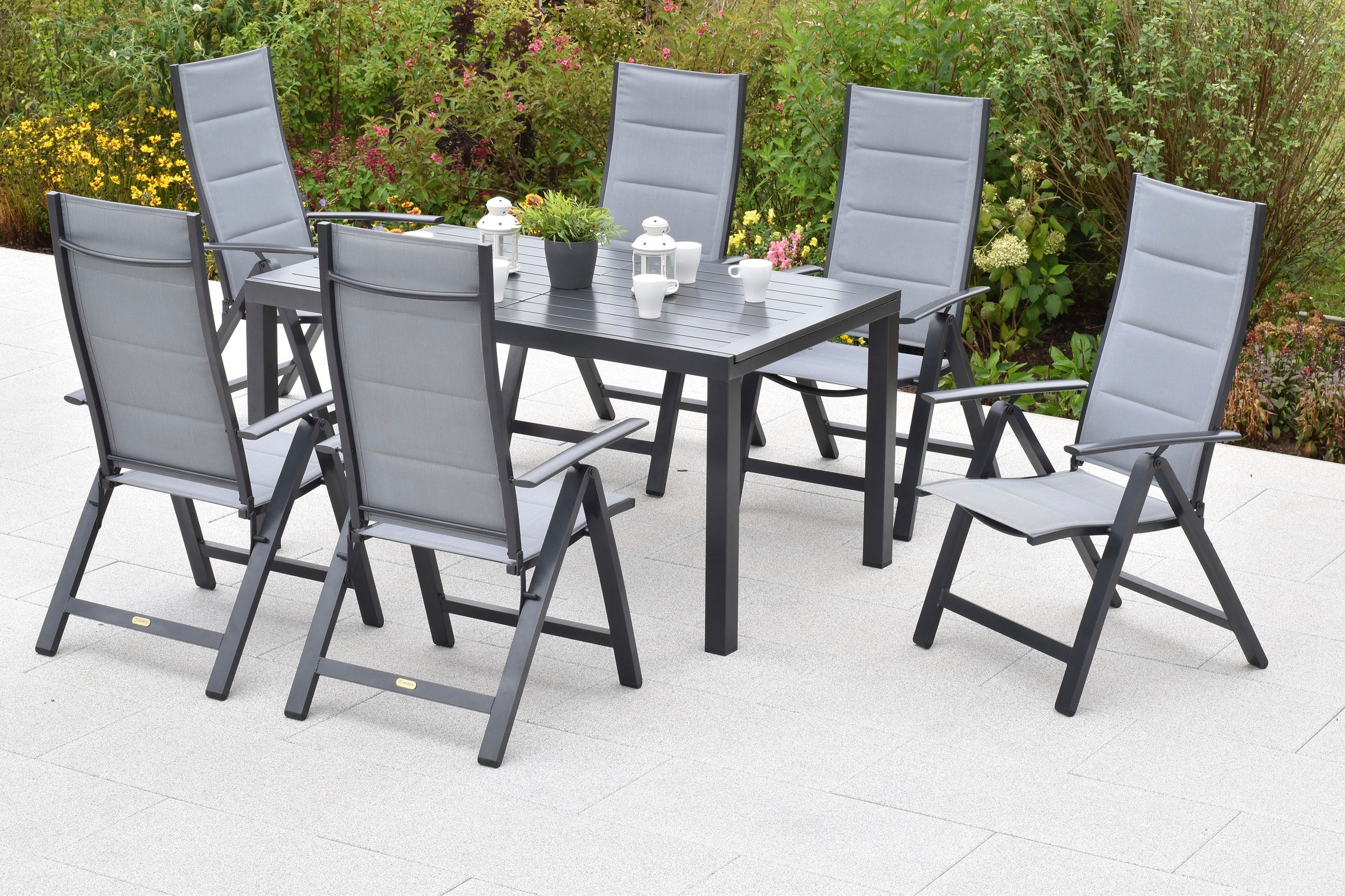 MERXX Garten-Essgruppe »»Florenz«« Set, 7 Stk. tlg. Tischplatte aus Aluminum