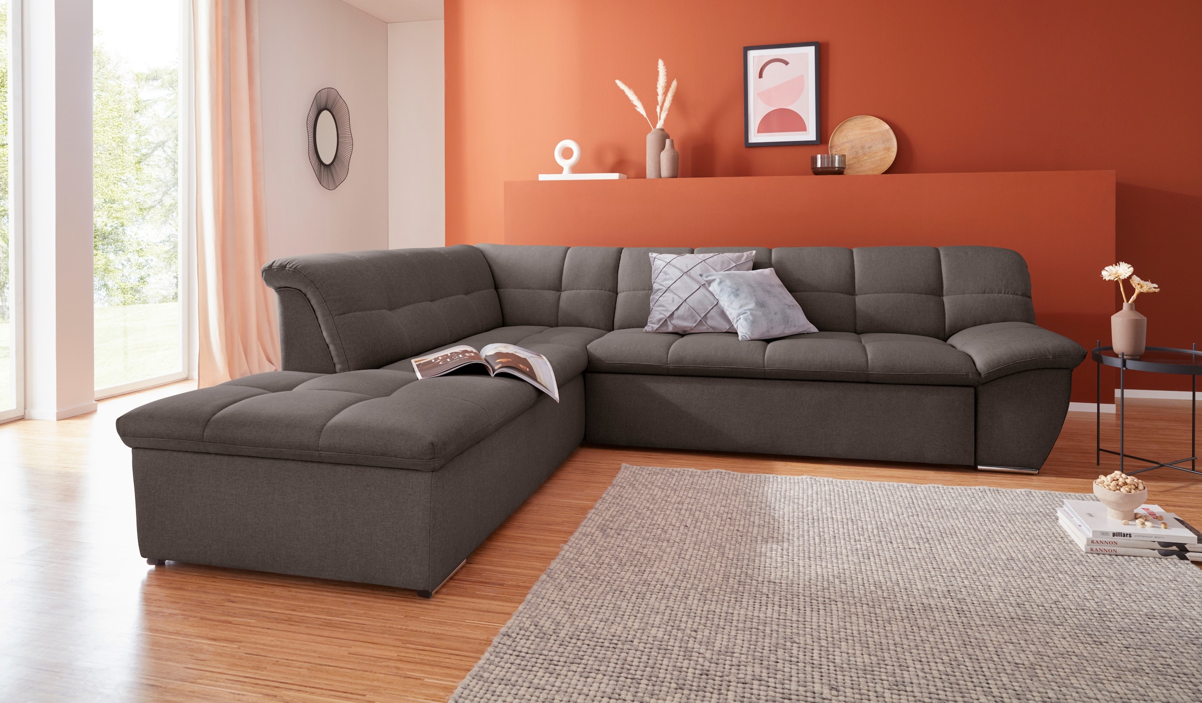 DOMO collection Ecksofa "Lagoa, moderne Sitzheftung, bequem und komfortabel günstig online kaufen