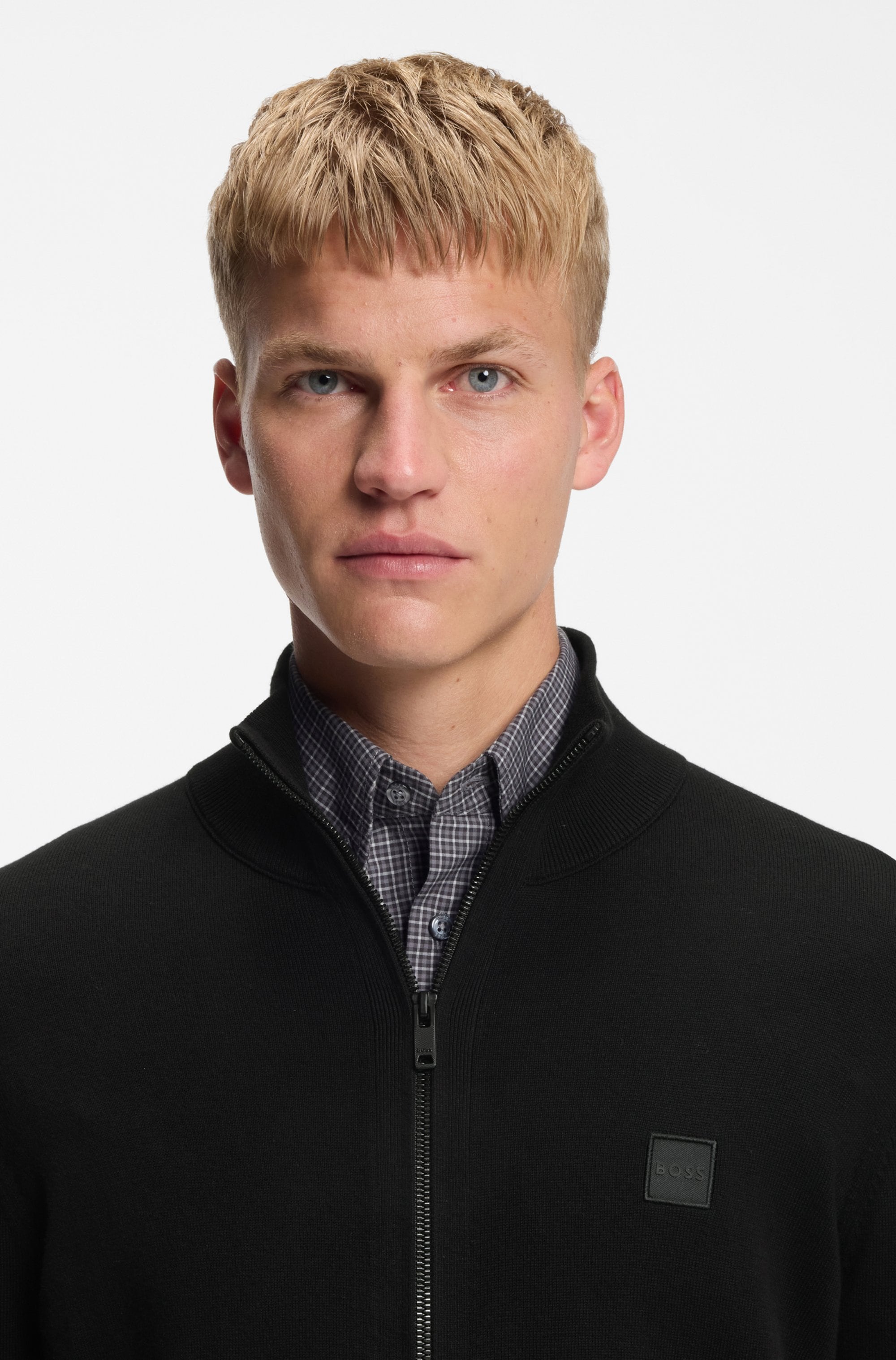 BOSS ORANGE Strickjacke »Kanozip« mit Reißverschluss