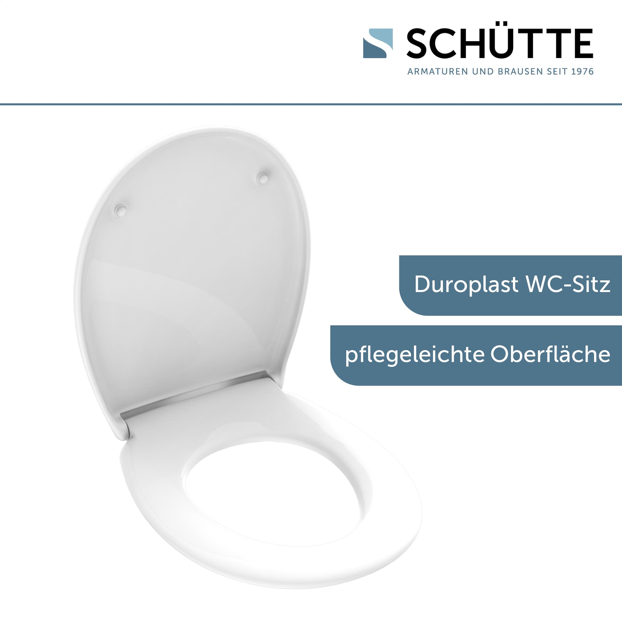 Schütte WC-Sitz »Duroplast, WHITE PRO 1«, (WC-Sitz, Befestigungsmaterial, Montageanleitung), mit Absenkautomatik und Schnellverschluss