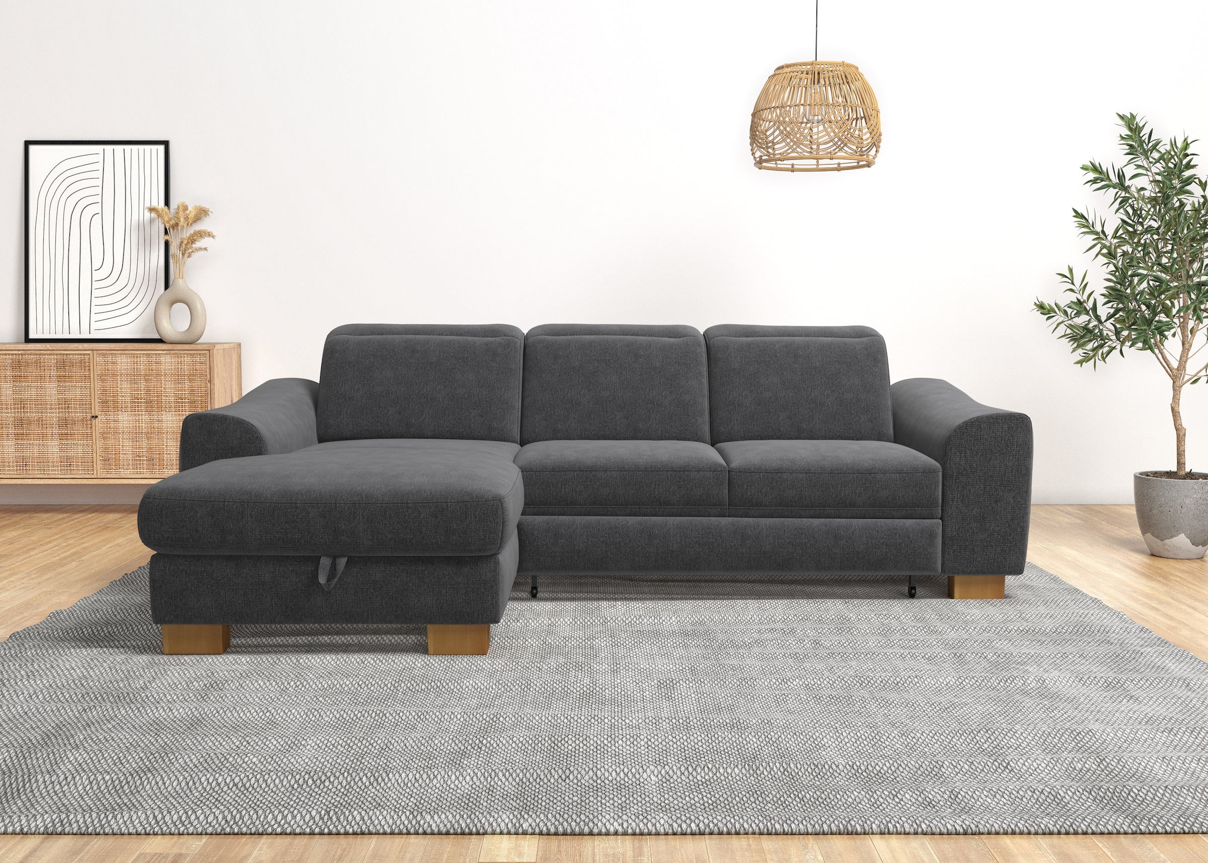 Home affaire Ecksofa »Dundee L-Form«, wahlweise mit Kopfteilverstellung und zusätzlich mit Bettfunktion