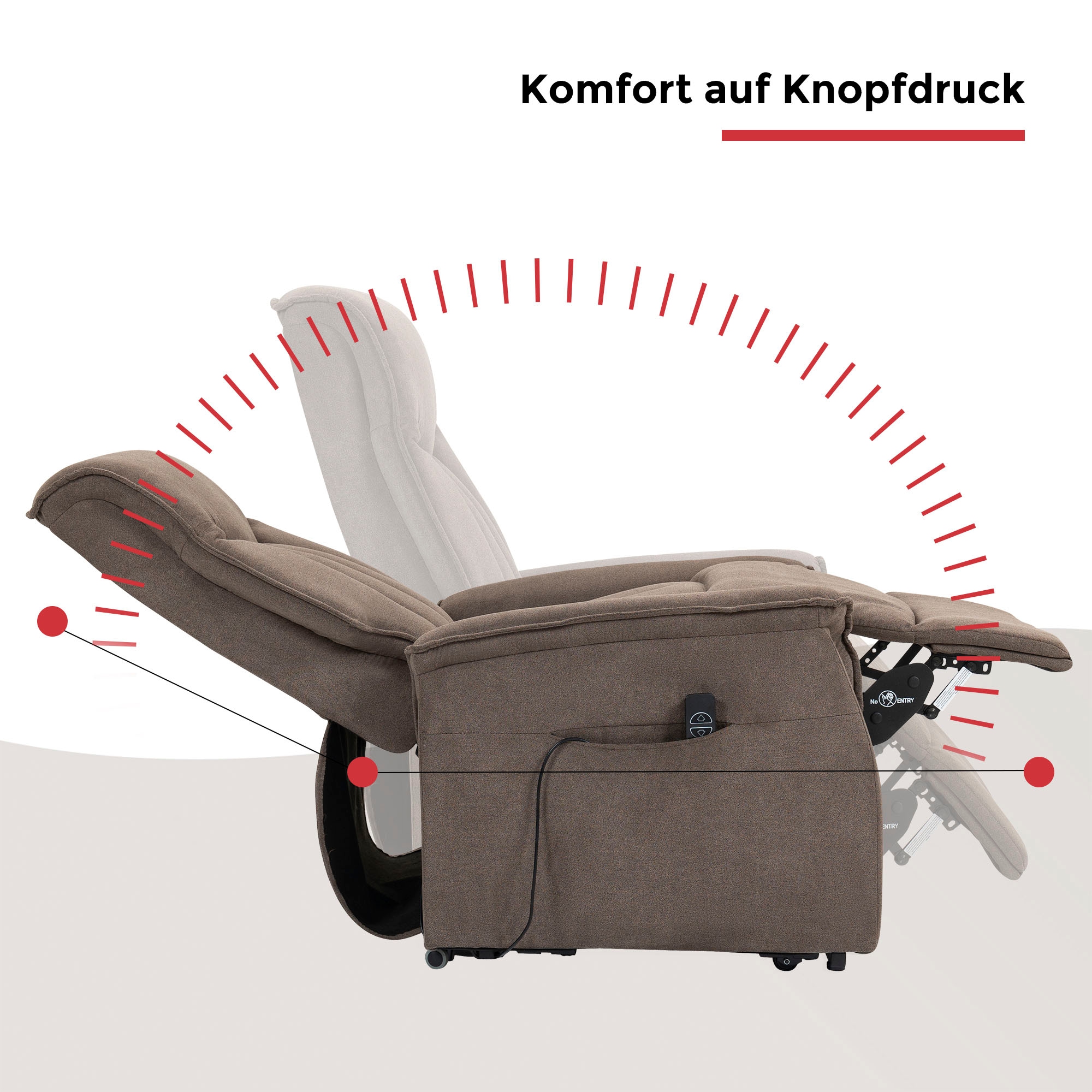 Duo Collection TV-Sessel »Aurora XXL bis 150 kg belastbar, mit elektrischer Aufstehhilfe« Relaxfunktion und Taschenfederkern mit Stahlwellenunterfederung