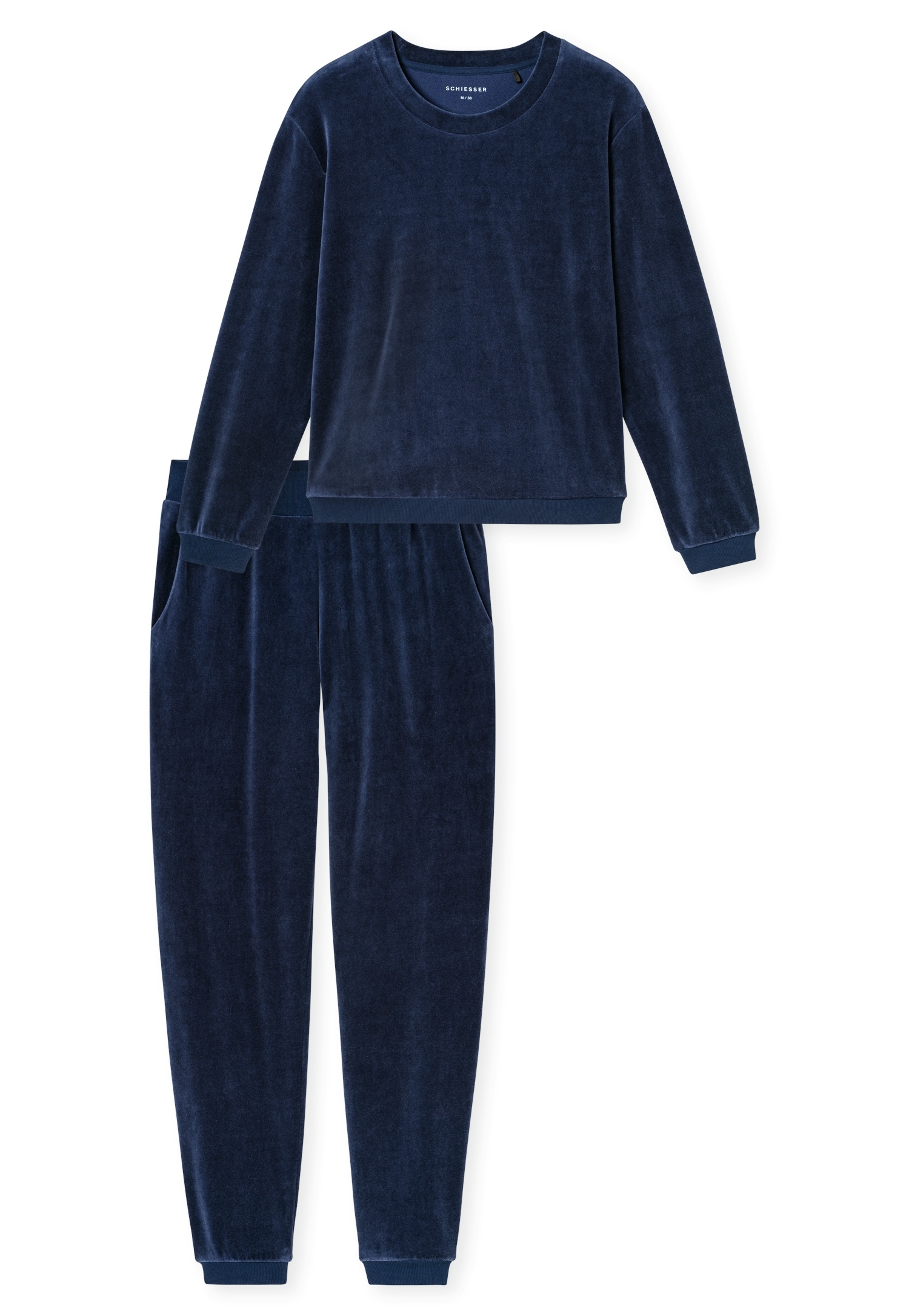 Schiesser Loungeanzug »Casual Velour« Rundhalsausschnitt, lange Ärmel