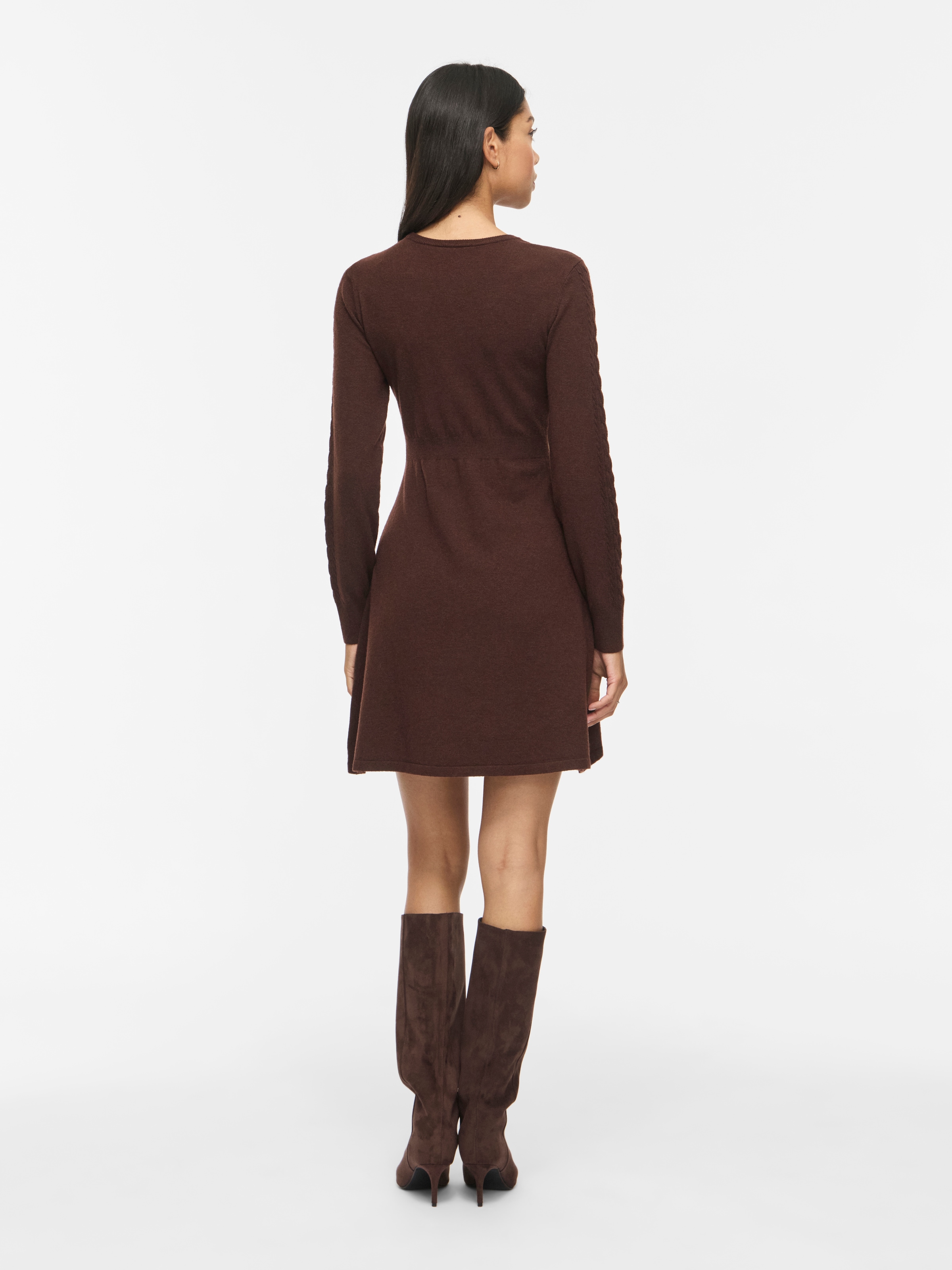 Vila Minikleid »VIKERRY O-NECK L/S CABLE KNIT DRESS NOOS« aus Materialmix mit Viskose