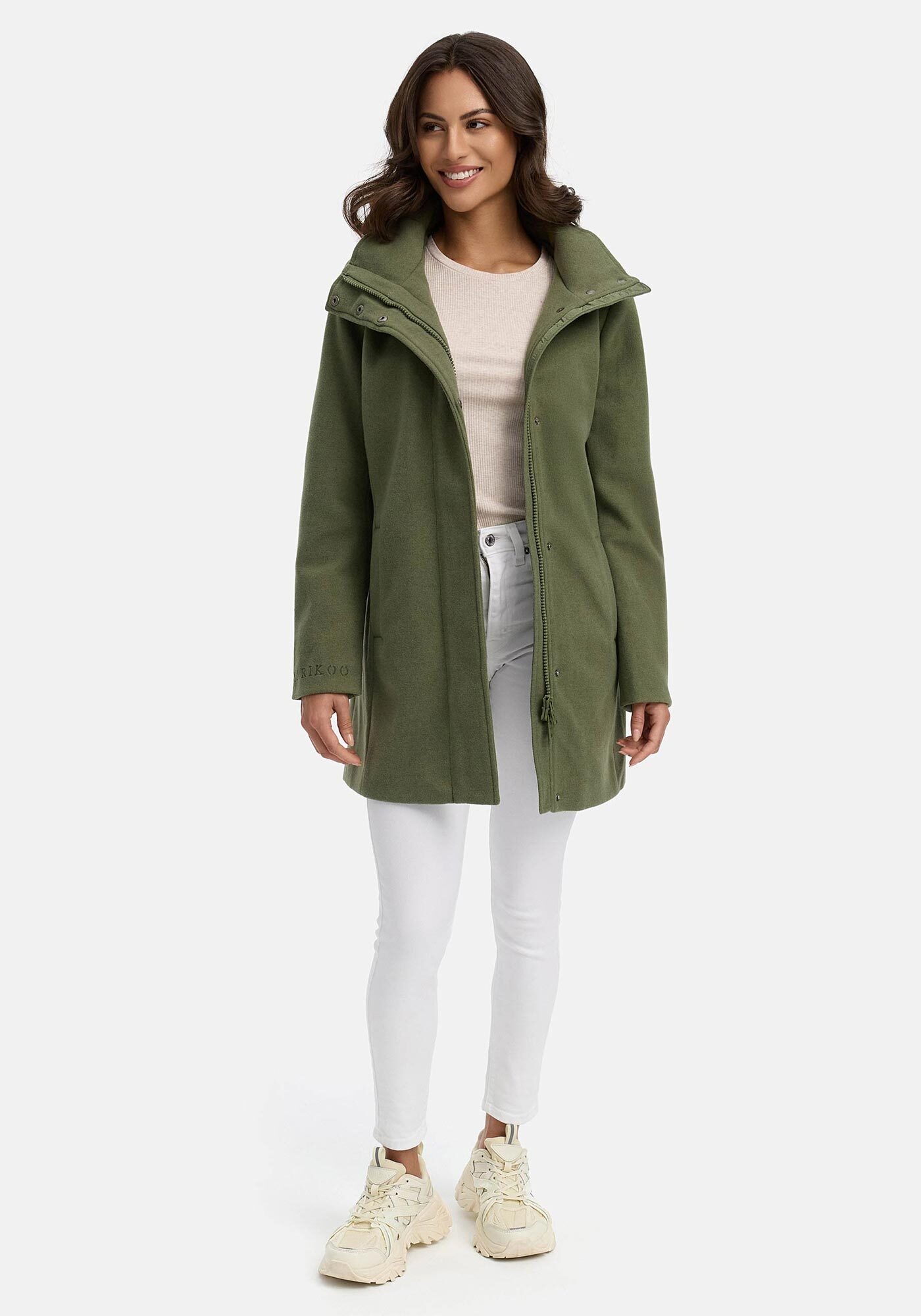Marikoo Kurzmantel »Katalinaa«, Eleganter Wickel Mantel mit Taillengürtel und Oversized Hood Kapuze