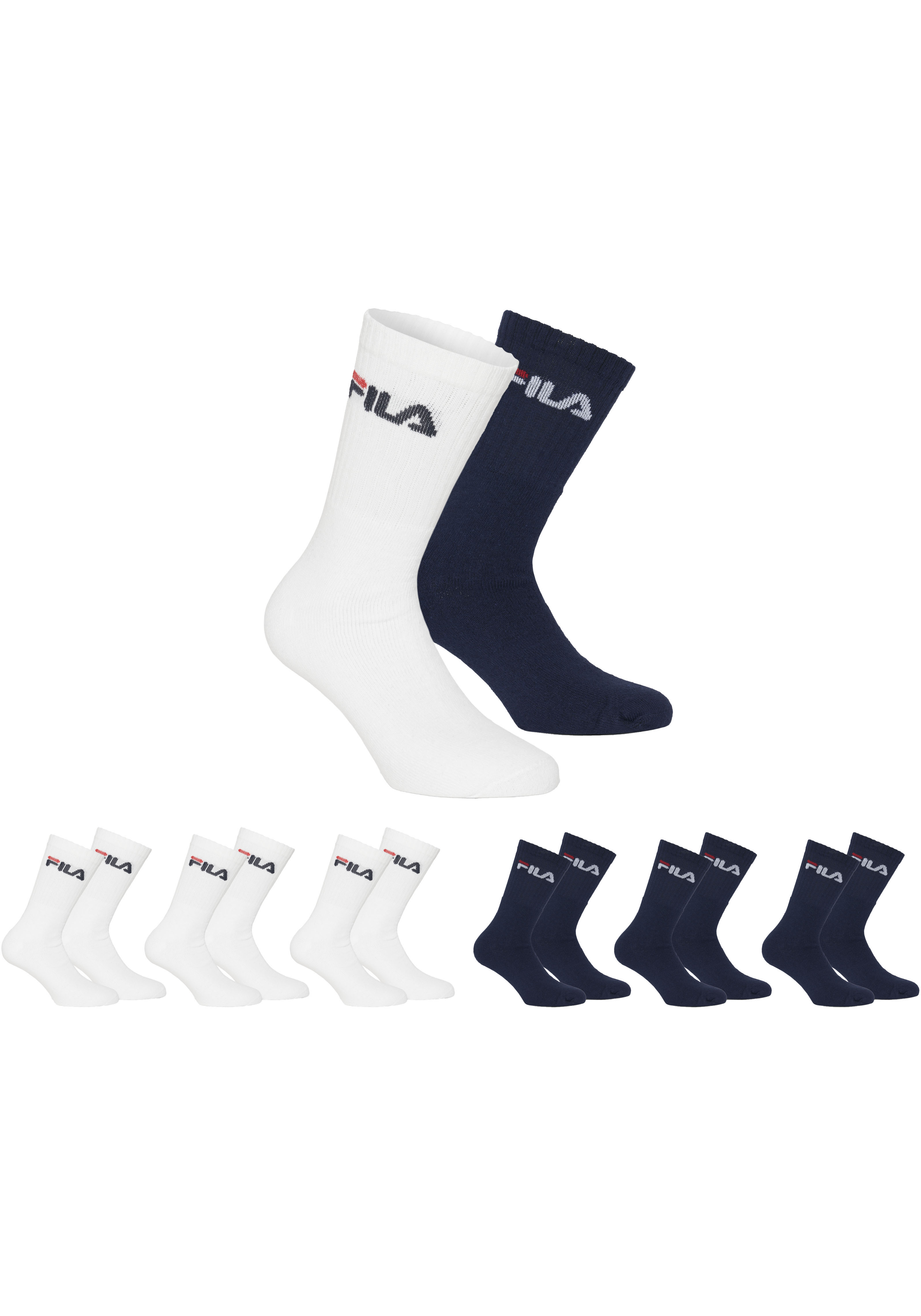 FILA Herren Tennissocken "UNISEX CREW TENNIS FULL TERRY SOCKS", Gr. 35, blau, Baumwollmischung, unifarben, Socken, Sportsocken, flache Zehennaht