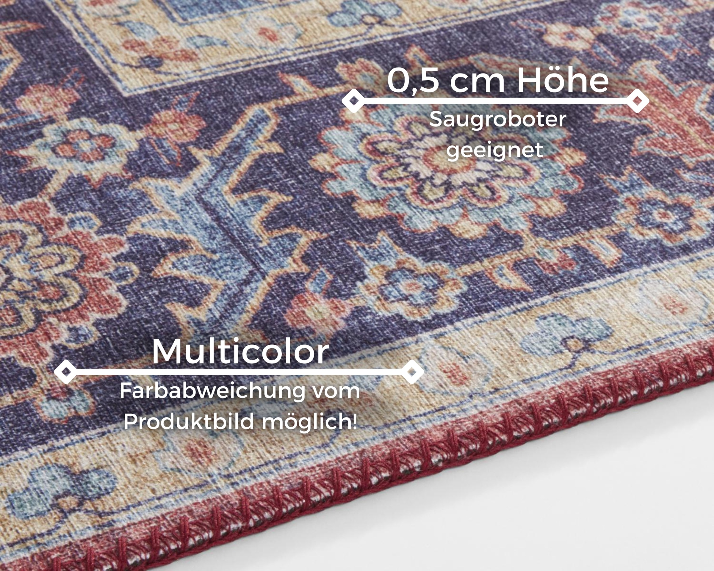 Teppich HANSE HOME "Anthea" Gr. 3, lila (pflaume), B:120cm H:5mm L:160cm, Polyester, Teppiche, Teppich, Orientalisch, Läufer, Vintage, Wohnzimmer, Schlafzimmer, Esszimmer 3