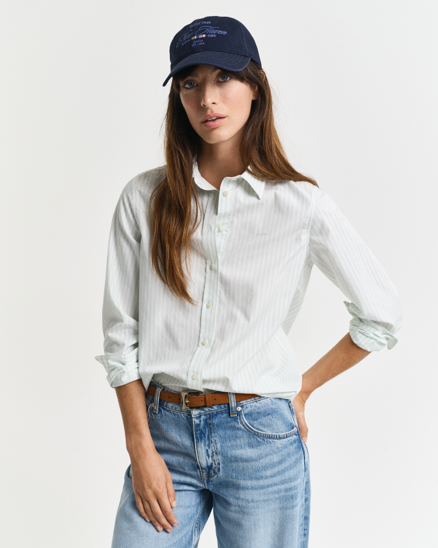 Gant "REG POPLIN STRIPED SHIRT" mit einer kleinen Logostickerei auf der Bru günstig online kaufen