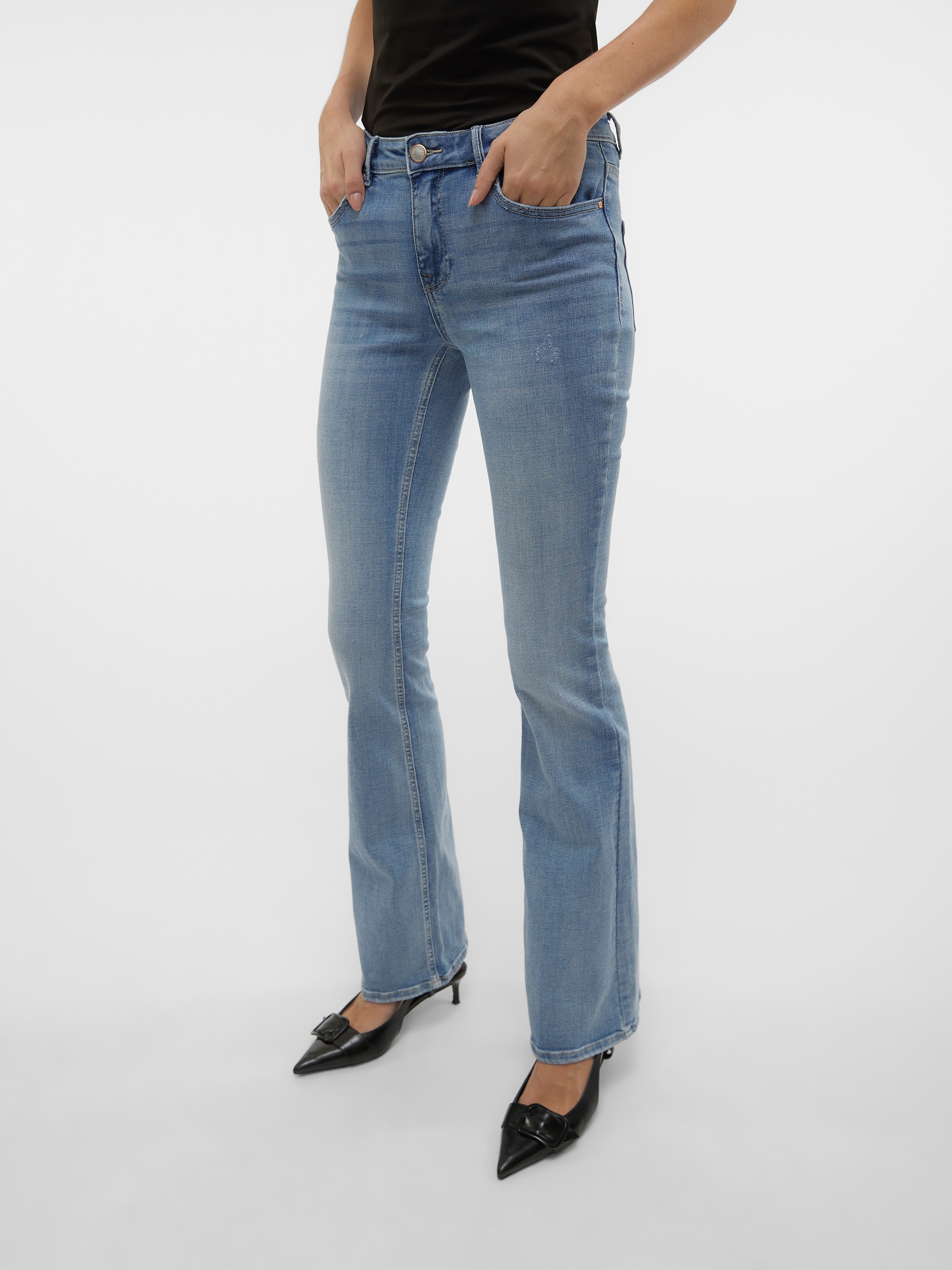 Vero Moda "VMFLASH MR FLARED JEANS LI371 GA NOOS" Baumwollmischung mit Stre günstig online kaufen