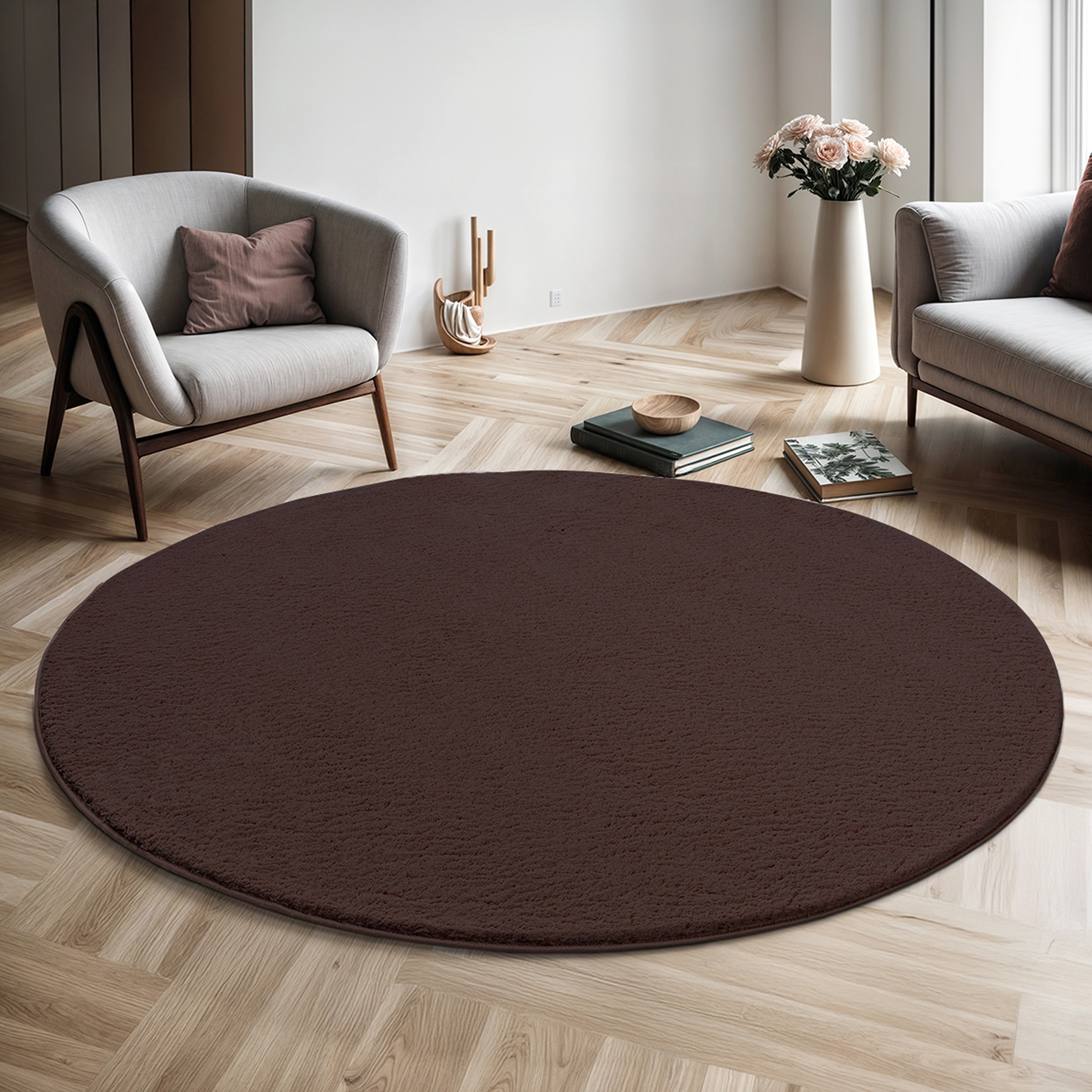 the carpet Teppich "kuschelig & Super Soft, Anti-Rutsch Unterseite," rund 16 mm Höhe Waschbar bis 30 Grad, Felloptik, Wohnzimmer Teppich, Kundenliebling