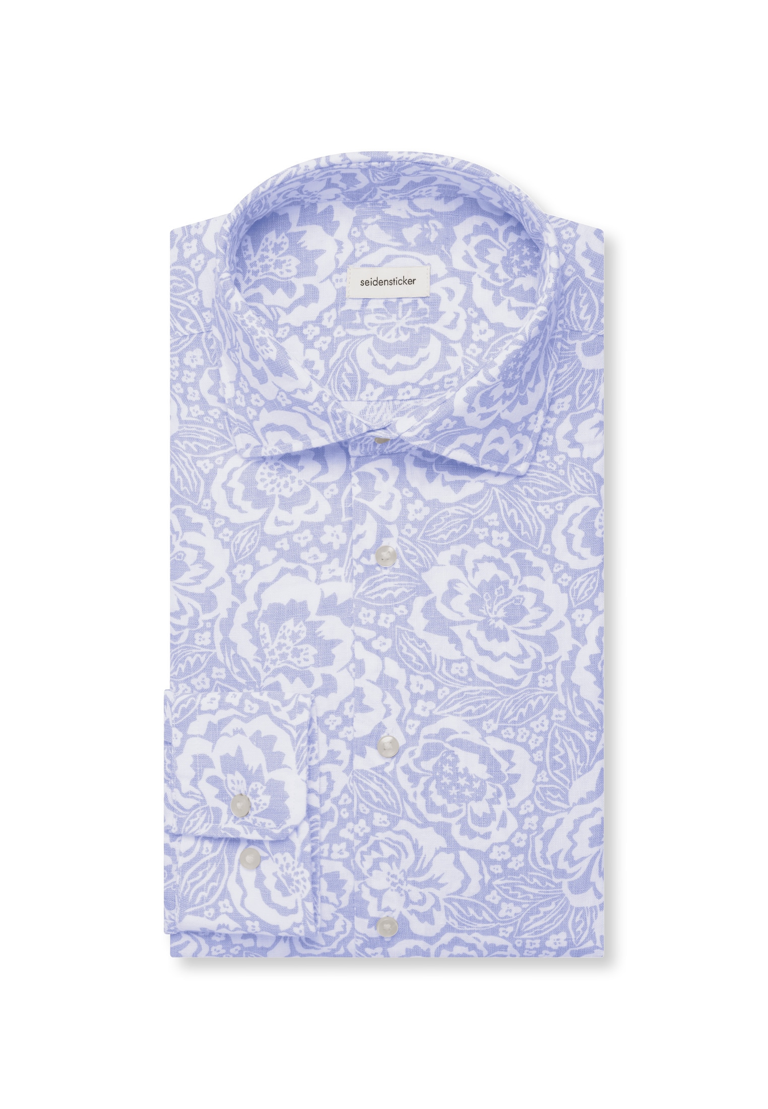 seidensticker Leinenhemd »Schwarze Rose« Shaped 1/1 Kentkragen Druck