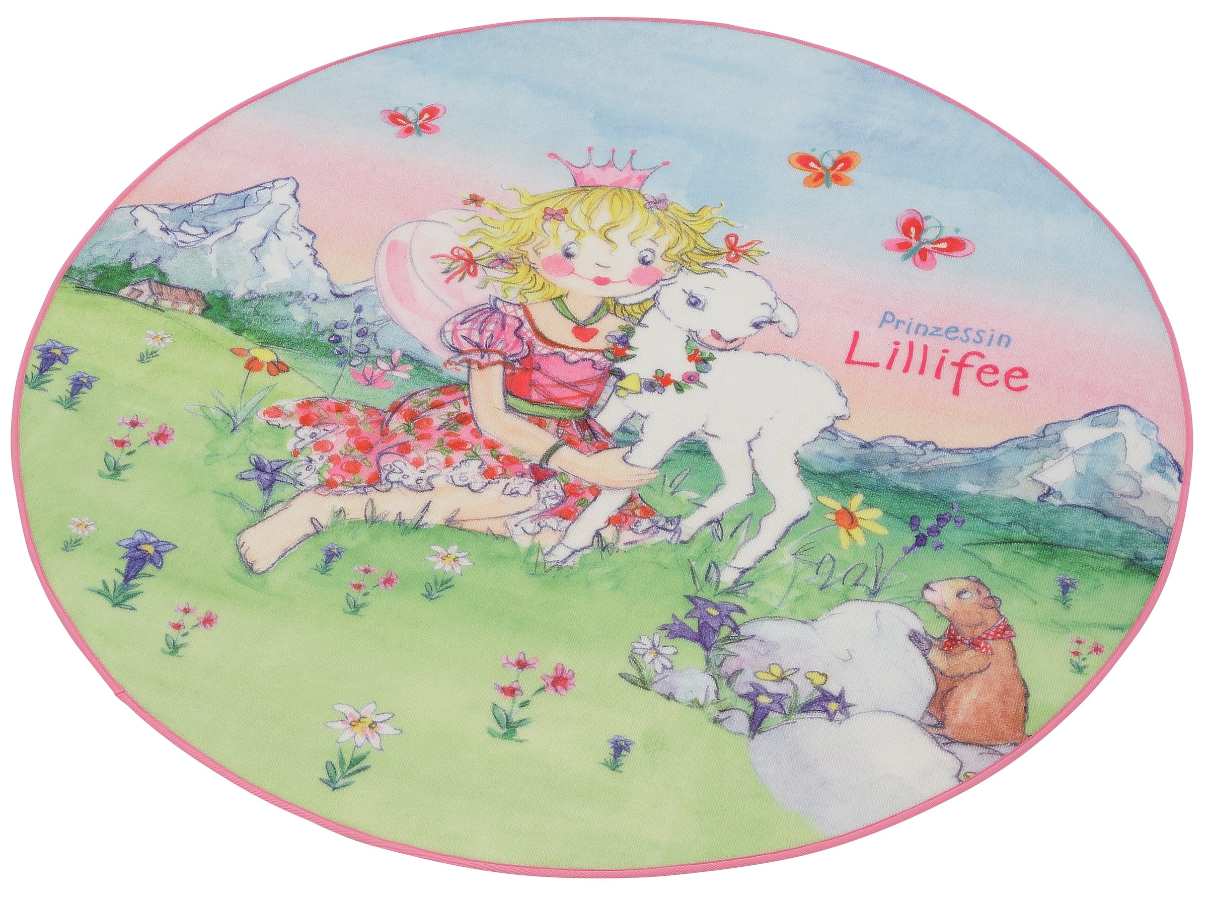 Prinzessin Lillifee Kinderteppich "LI-102", rund, 2 mm Höhe, Druckteppich, niedliches Kindermotiv, Kinderzimmer