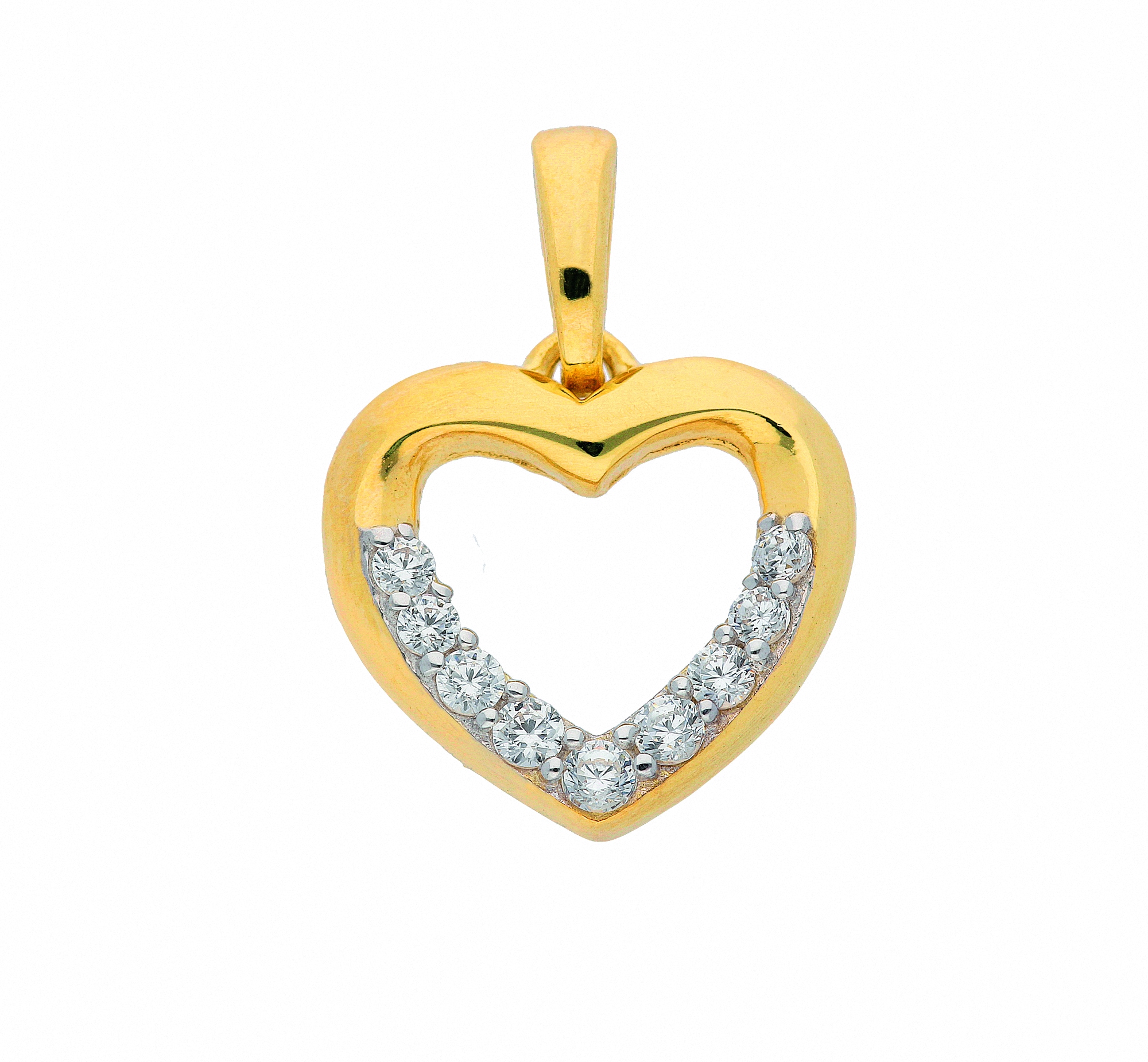 Kettenanhänger Gold Anhänger Herz Zirkonia massiv 333 - 8 Karat Gold main image 1