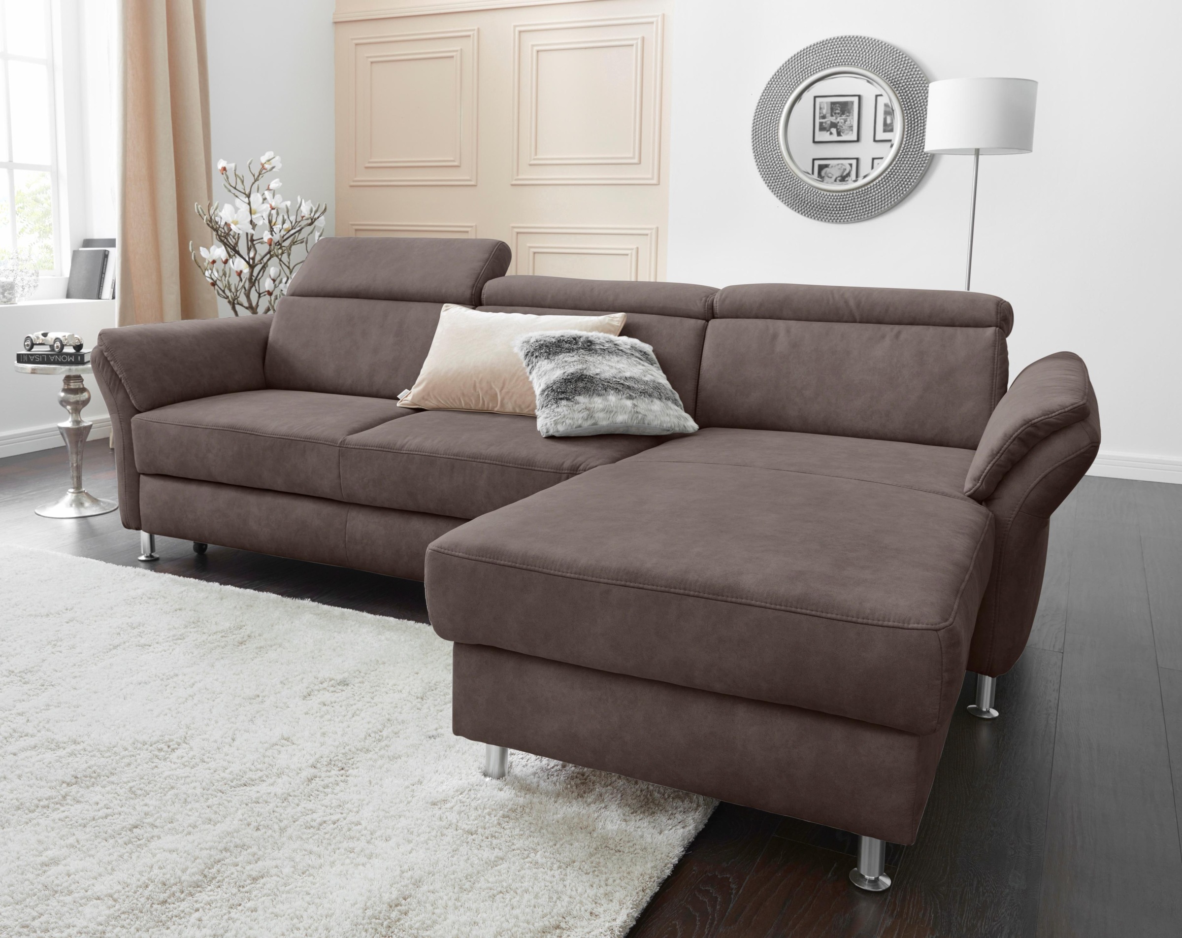 sit&more Ecksofa "Avignon L-Form" Kopfteilverstellung, wahlweise mit Schlaffunktion und Bettkasten