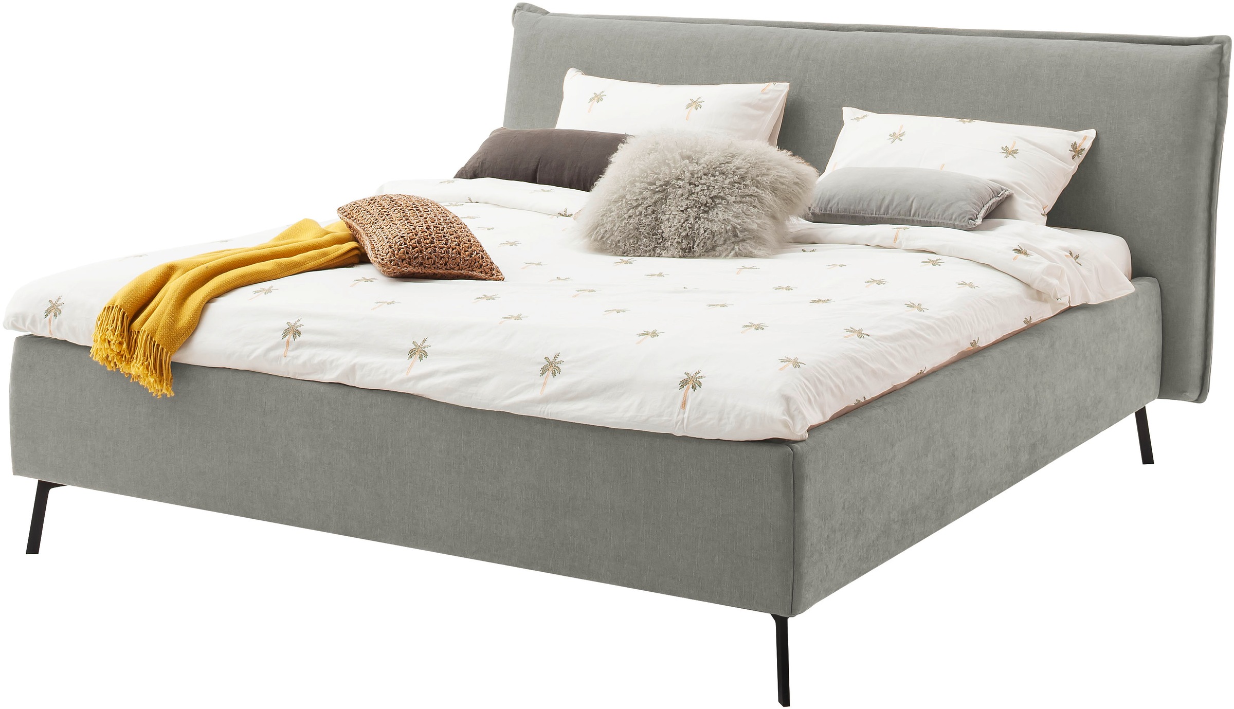 Polsterbett HOME AFFAIRE, B:243cm L:231cm, grau, 85% Polyester, 15% Viskose, Betten, "Aurela, liebevoll verarbeitete Biese & wahweise Überlänge",