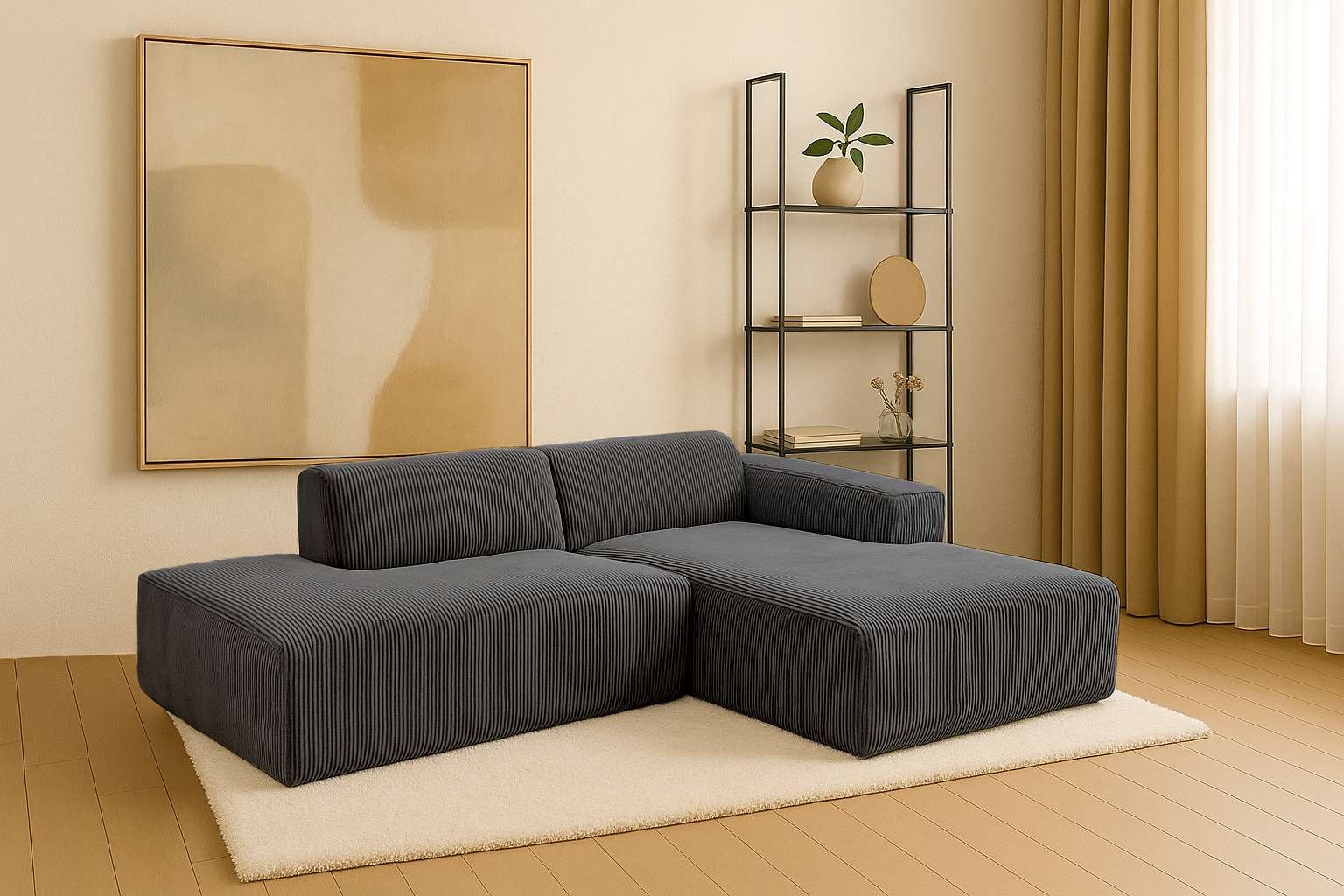 andas Ecksofa "Noord mit Kedernaht, Breite 227 cm", Cord, Struktur, Webstof günstig online kaufen