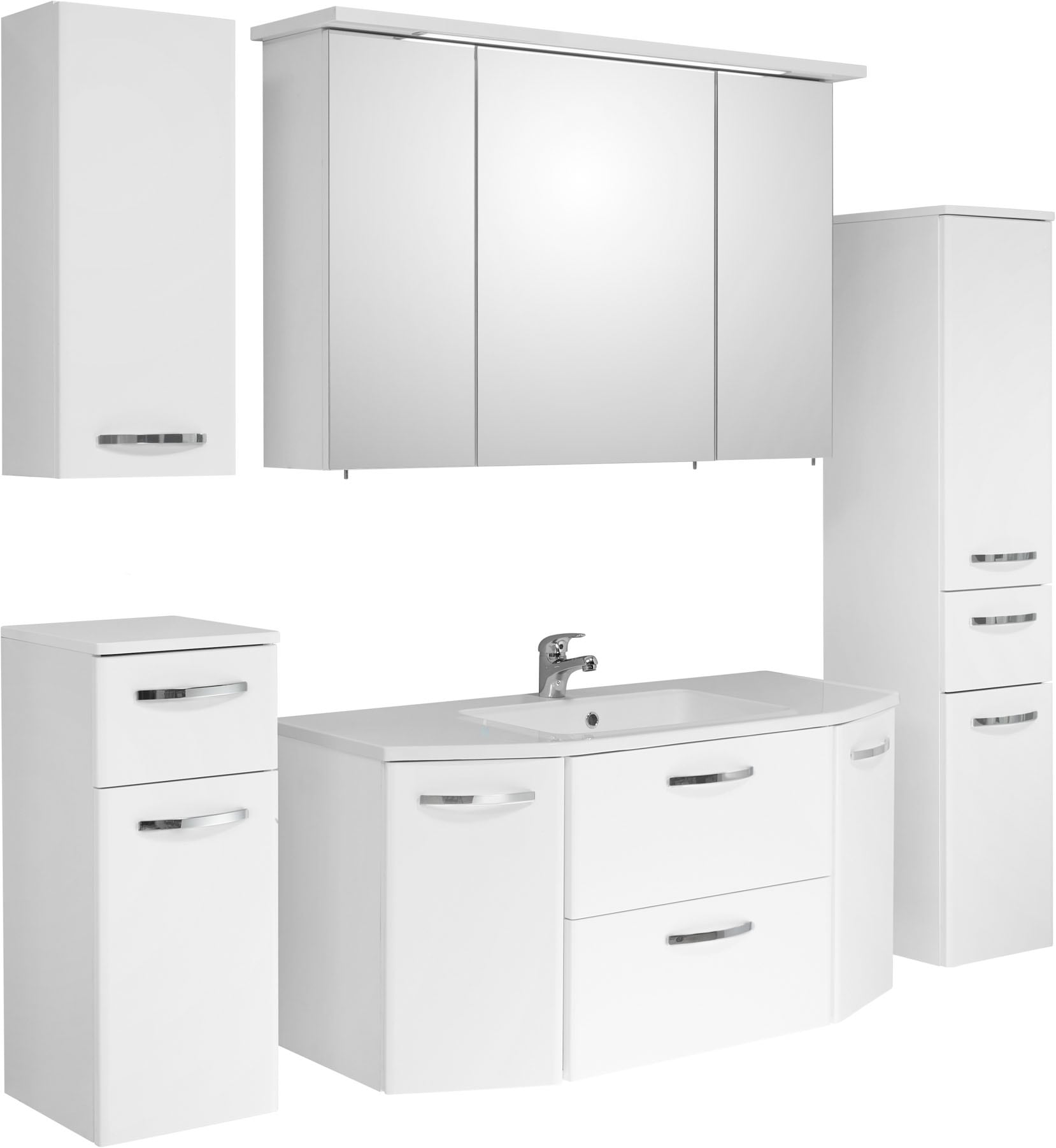 Saphir Badmöbel-Set "Quickset 326, 6-teilig, mit Mineralmarmorwaschtisch" 6 Stk. tlg.