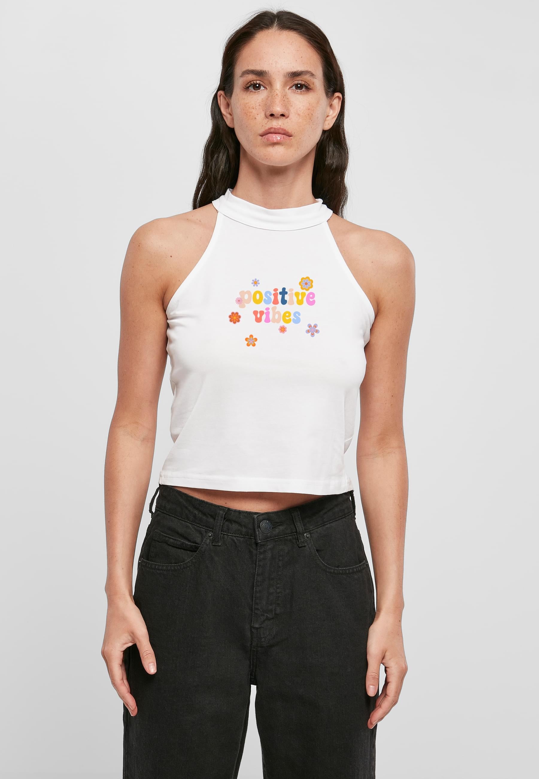 Miss Tee Muskelshirt »Miss Tee Damen Positive Vibes Turtleneck Short Top« 1 Stk.