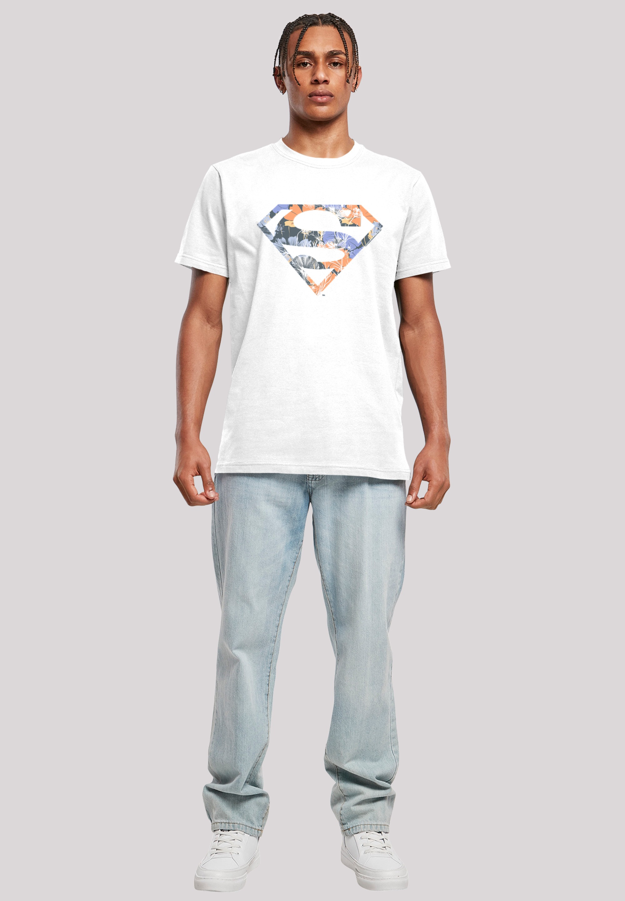 F4NT4STIC Kurzarmshirt »F4NT4STIC Herren Superman Floral Logo 2 with T-Shirt Round Neck«, (1 tlg.)