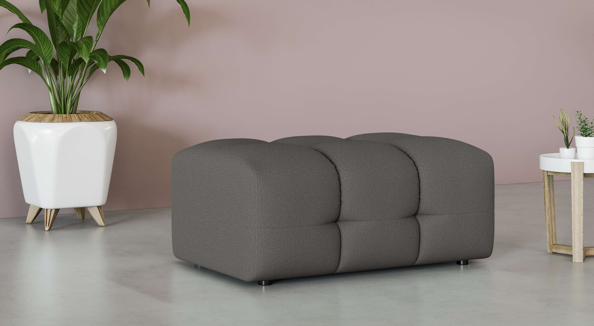 Polsterhocker OTTO HOME "Manilla, trendige Steppung, passend zur Serie, B/T/H 100/68/45 cm", grau (anthrazit), B:100cm H:45cm T:68cm, 100% Polyester, Hocker, Polsterhocker, mit Wellenunterfederung, in verschiedenen Materialien und Farben
