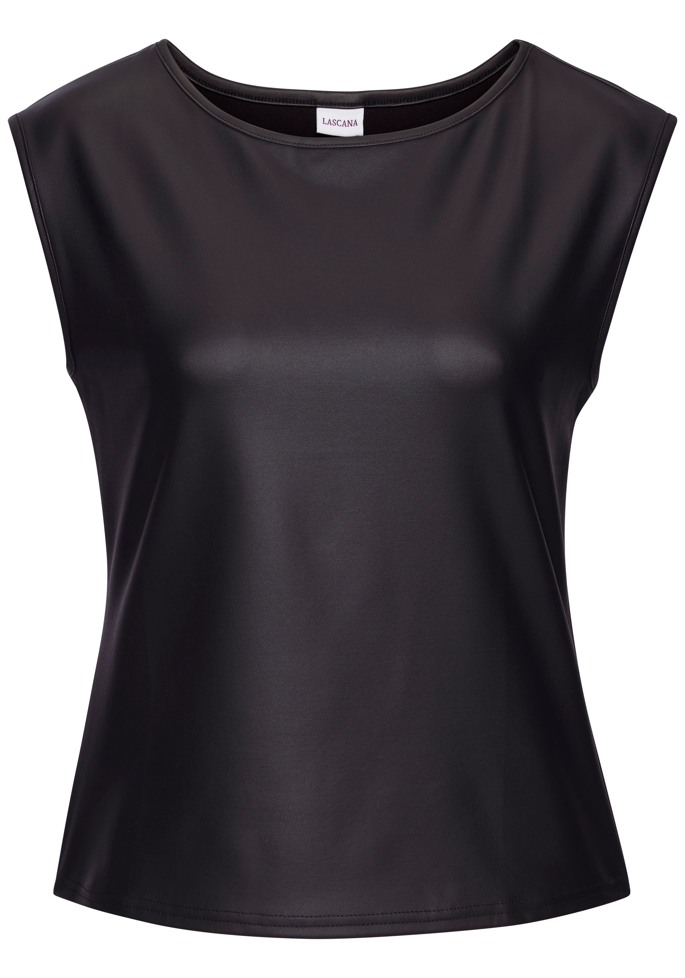 LASCANA Rundhalsshirt aus Lederimitat, Partytop günstig online kaufen