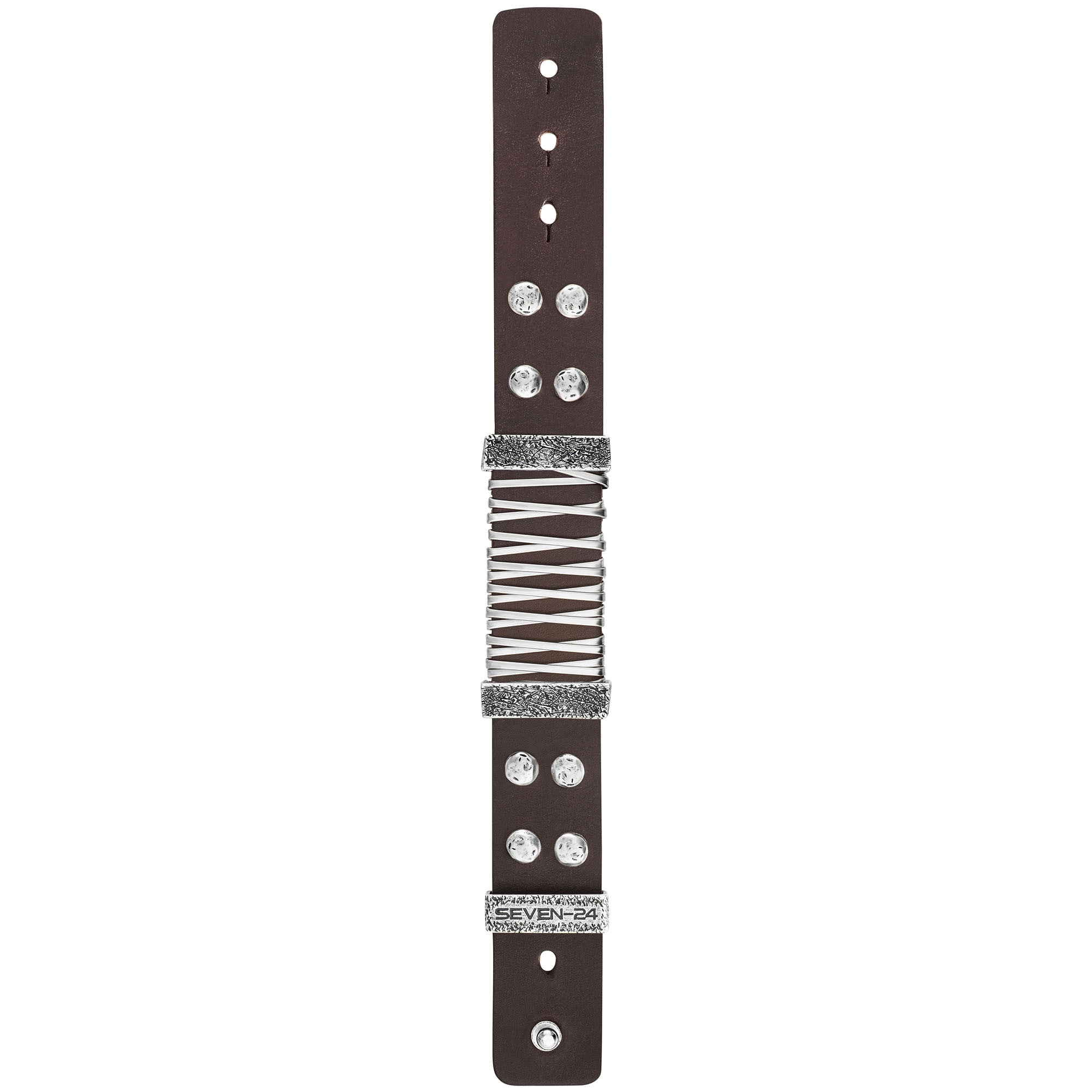 SEVEN-24 Armband »Edelstahl mit braunem Leder«