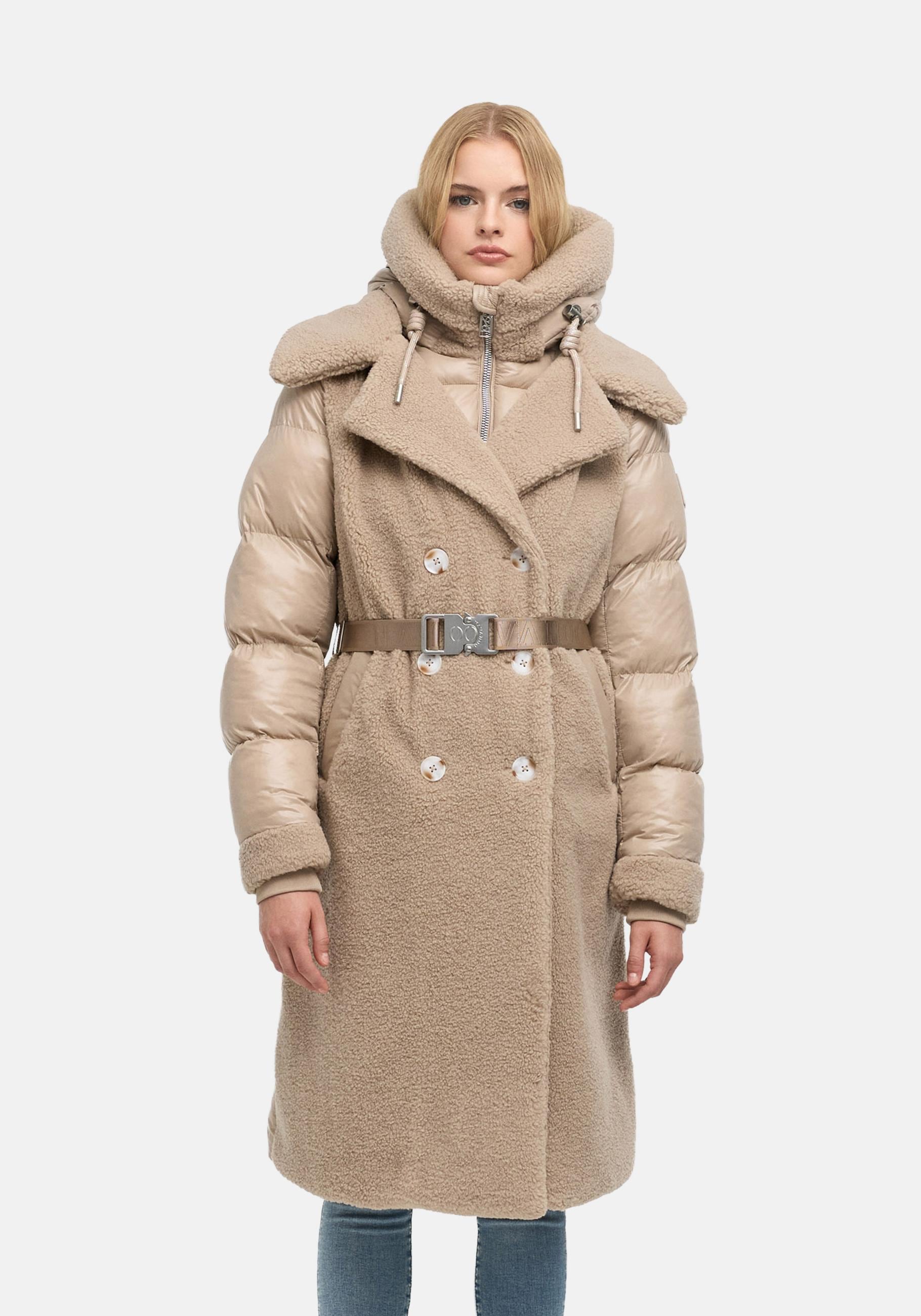 Navahoo Wintermantel "Kuscheltraum 14" Modischer Damen Plüschmantel aus angesagtem Materialmix