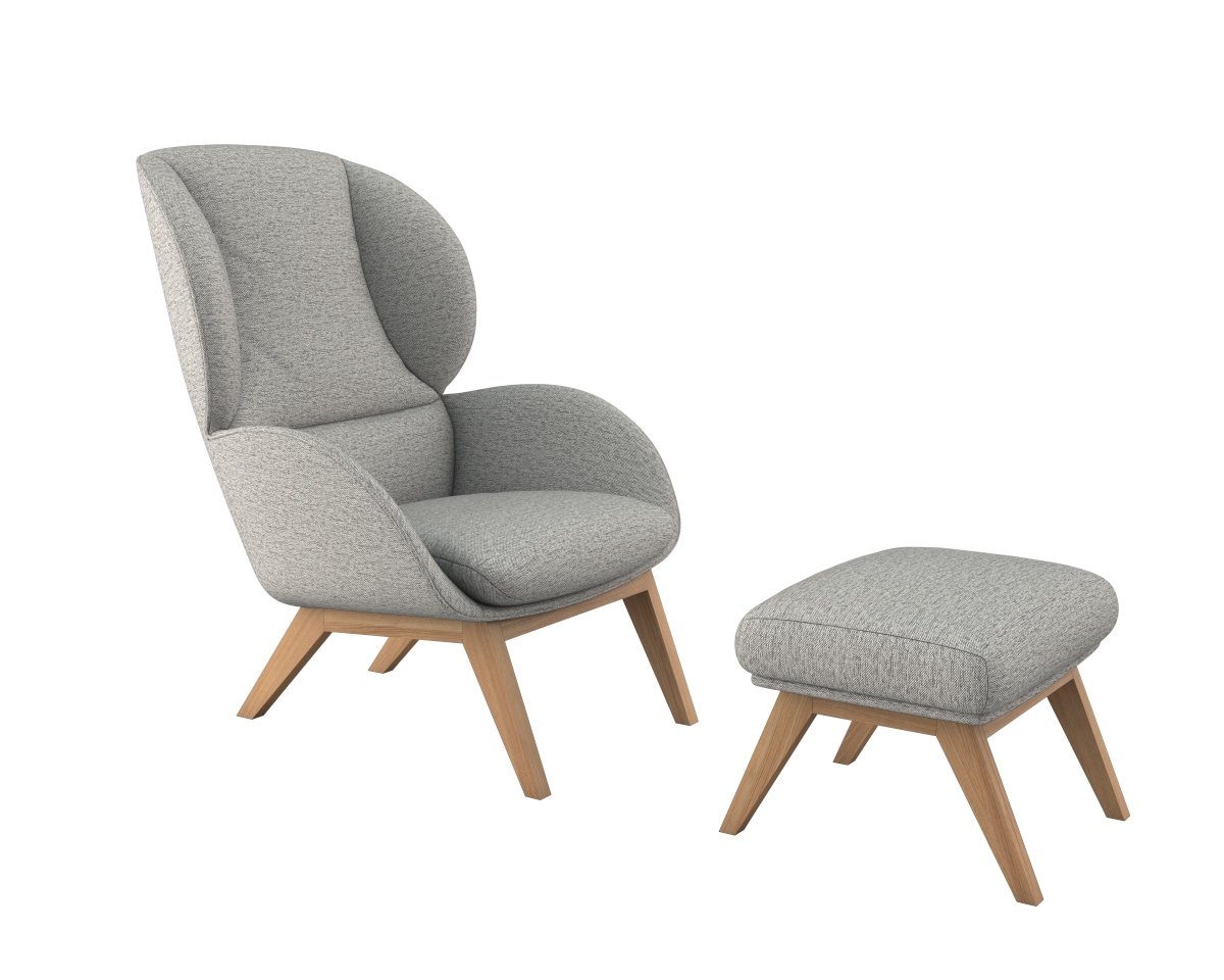 FLEXLUX Ohrensessel »Adria«, Stil & Komfort, organische Form, Fuß Eiche