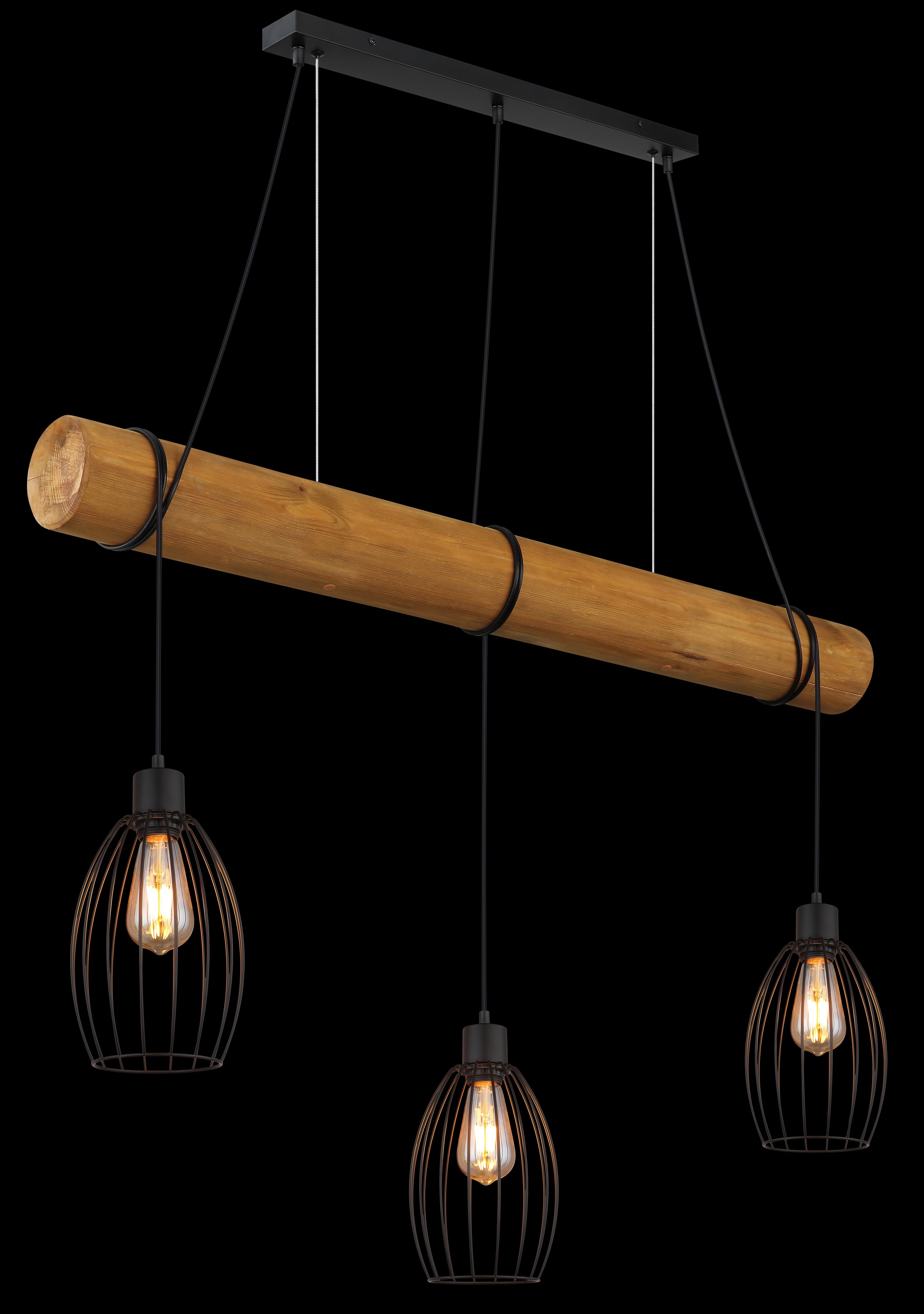 NOWA Hängeleuchte »BERTI« E27 1 Stk. Hängeleuchte mit Holzbalken, rustikal-modern & individuell