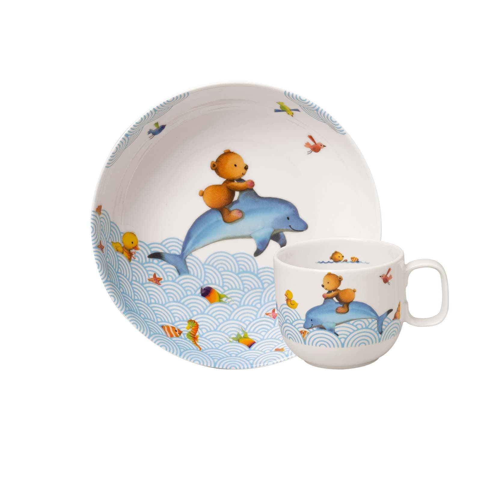 Villeroy & Boch Kindergeschirr-Set "Kindergeschirrset Happy as a Bear 2er Set bunt" Spülmaschinenfest, Mikrowellensicher