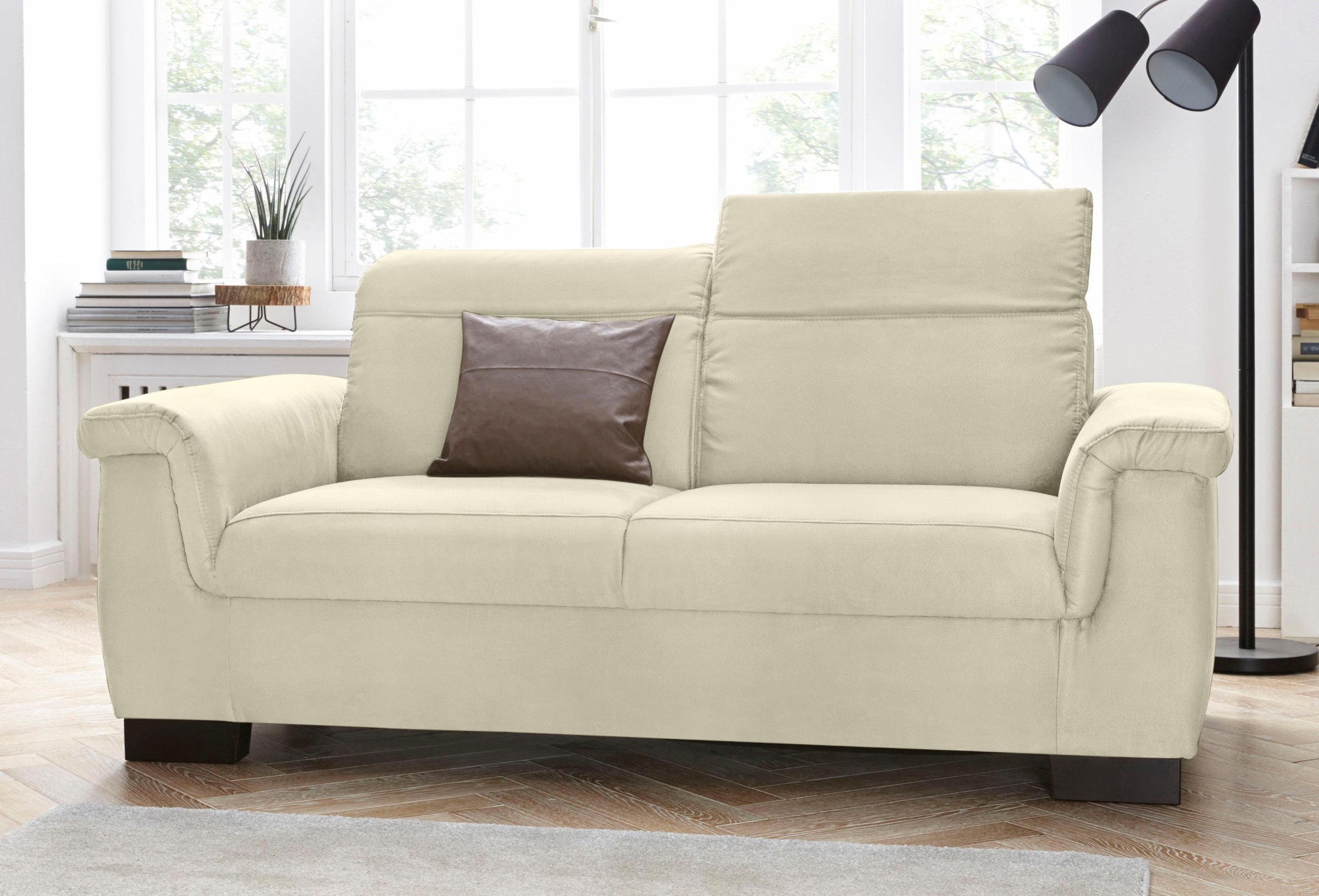 DOMO collection 2-Sitzer "Sully bequem, Breite 193cm, elegant und zeitlos, Fuß 7cm hoch" wahlweise mit Rückenverstellung